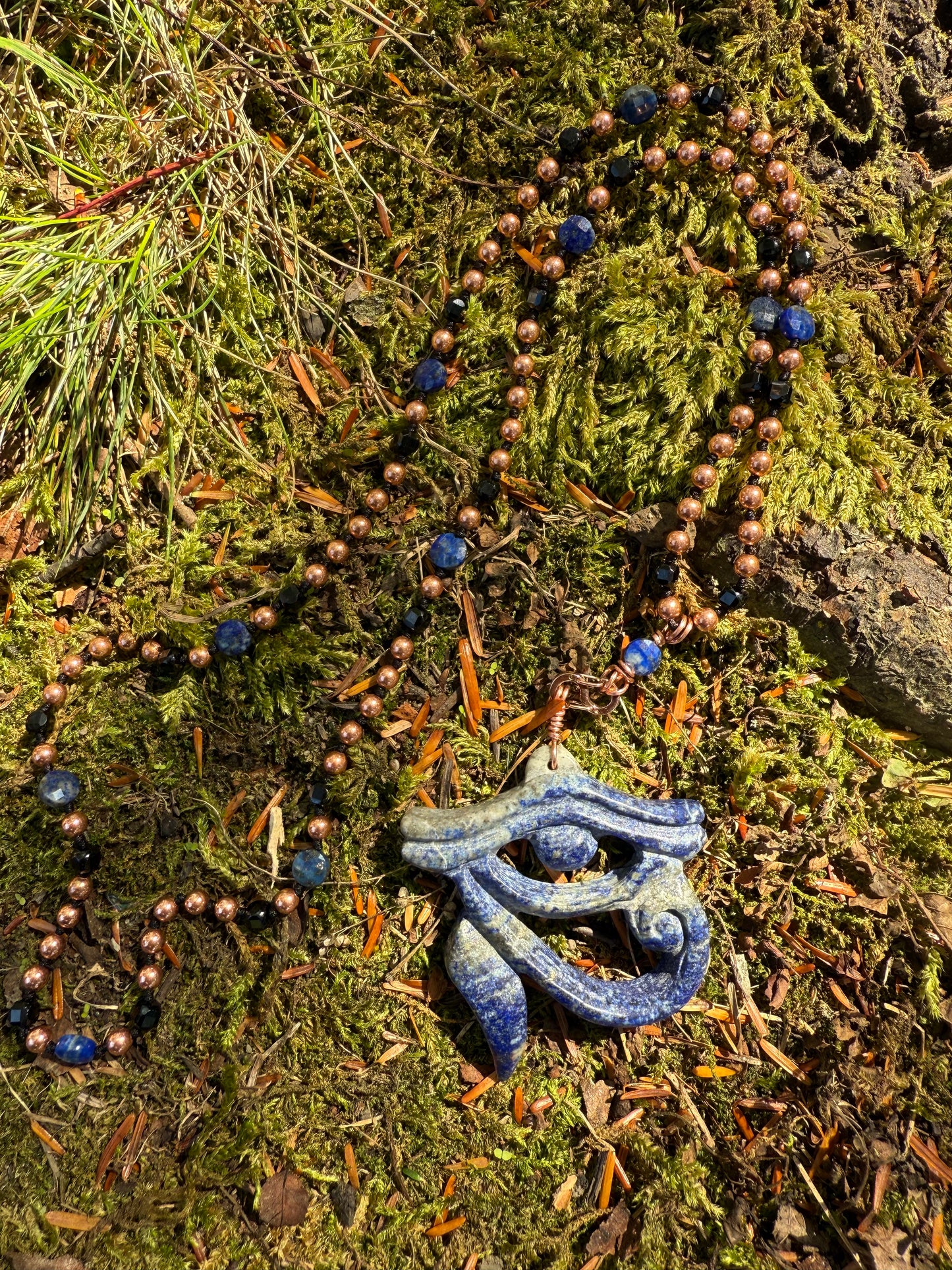 Divine Protection ~ Interchangeable Mala w/ Lapis, Copper, & Bl Tourmaline