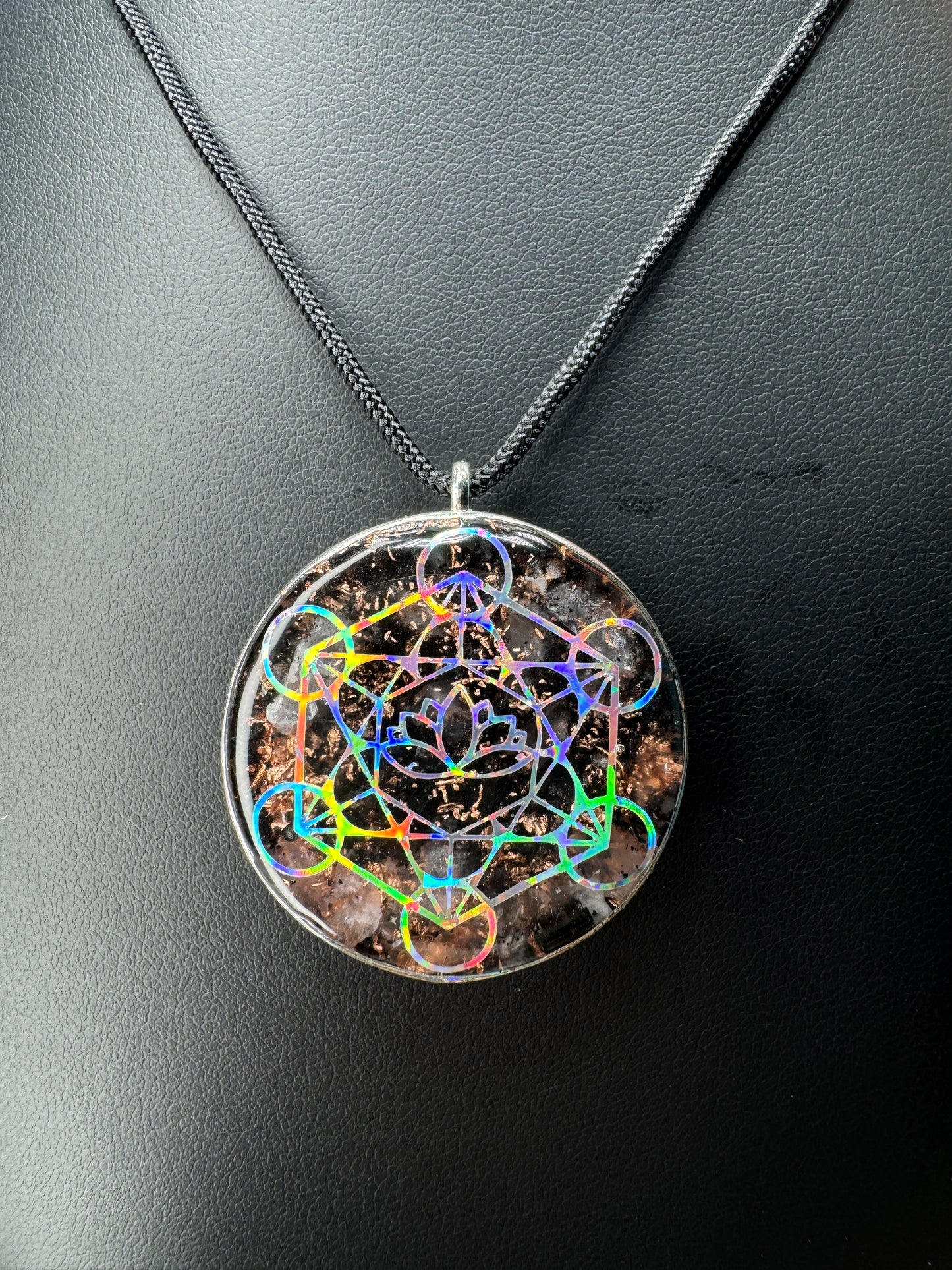 Metatron's Cube+Lotus/Seed of Life Orgonite w/ Rose Quartz
