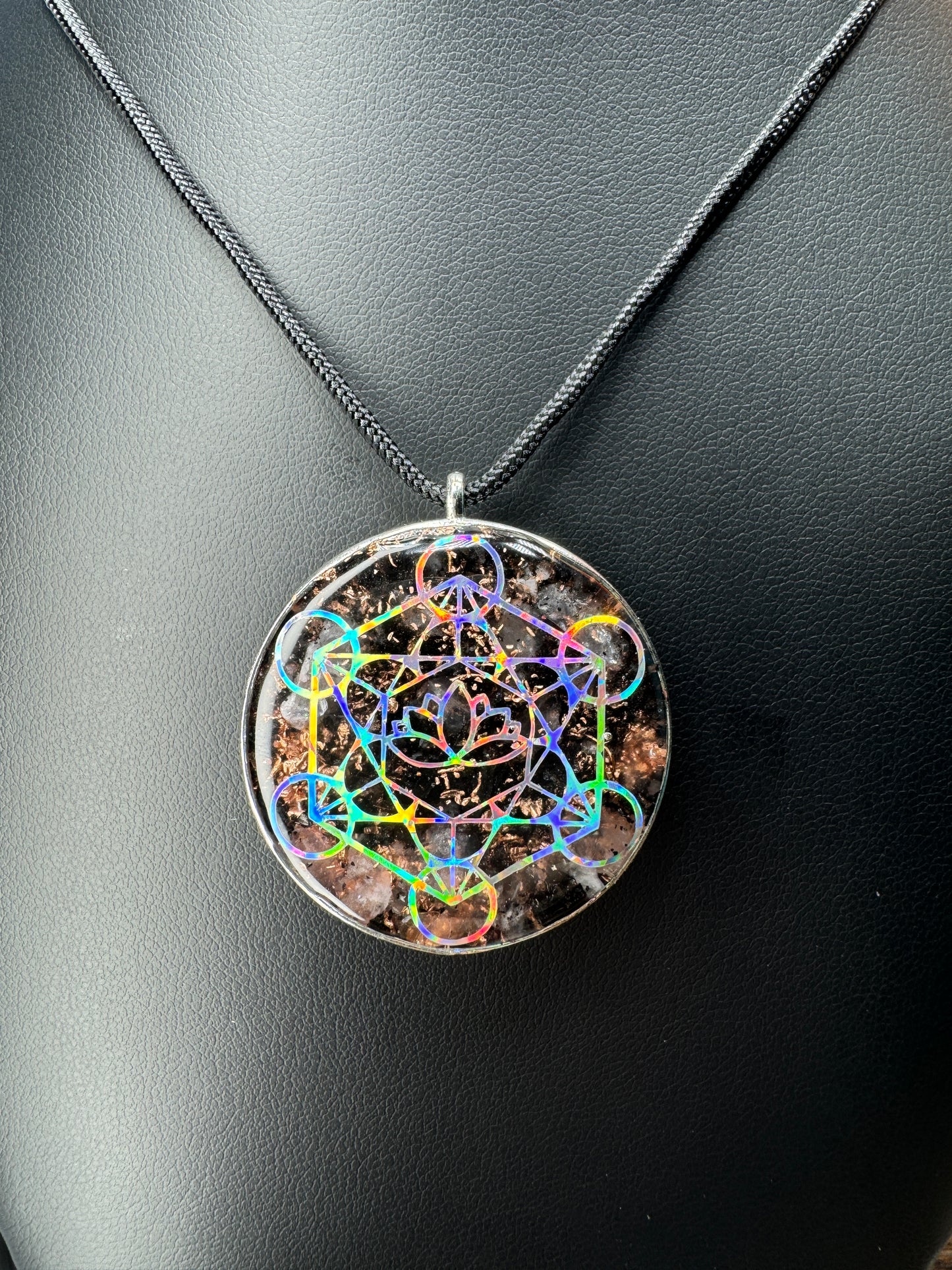 Metatron's Cube+Lotus/Seed of Life Orgonite w/ Rose Quartz