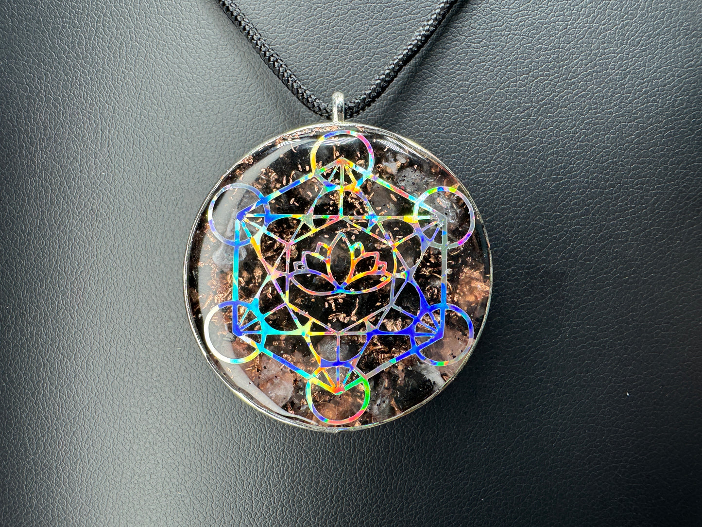 Metatron's Cube+Lotus/Seed of Life Orgonite w/ Rose Quartz