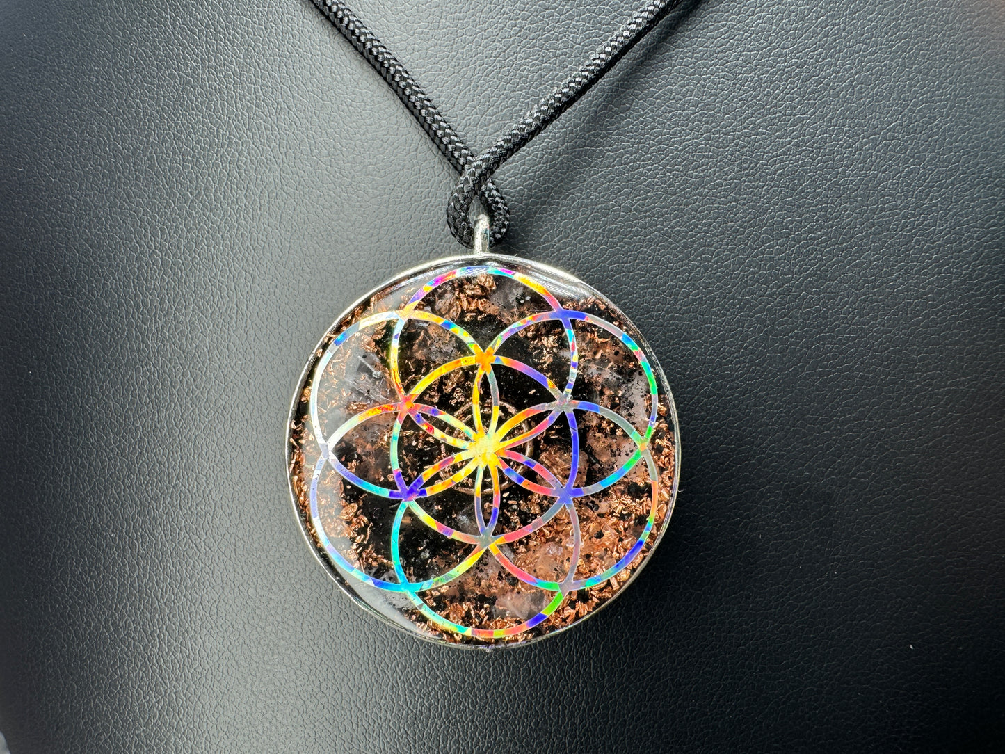 Metatron's Cube+Lotus/Seed of Life Orgonite w/ Rose Quartz