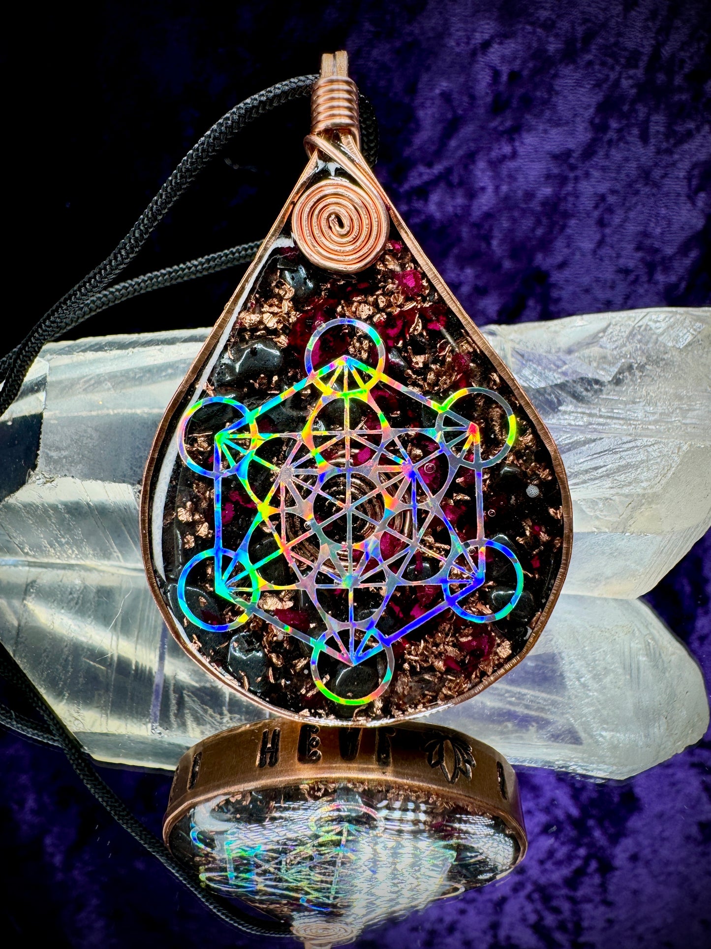 Rose Petals-I Rise I Heal I Overcome-Balance & Protection Orgonite Amulet-Balance and Protection