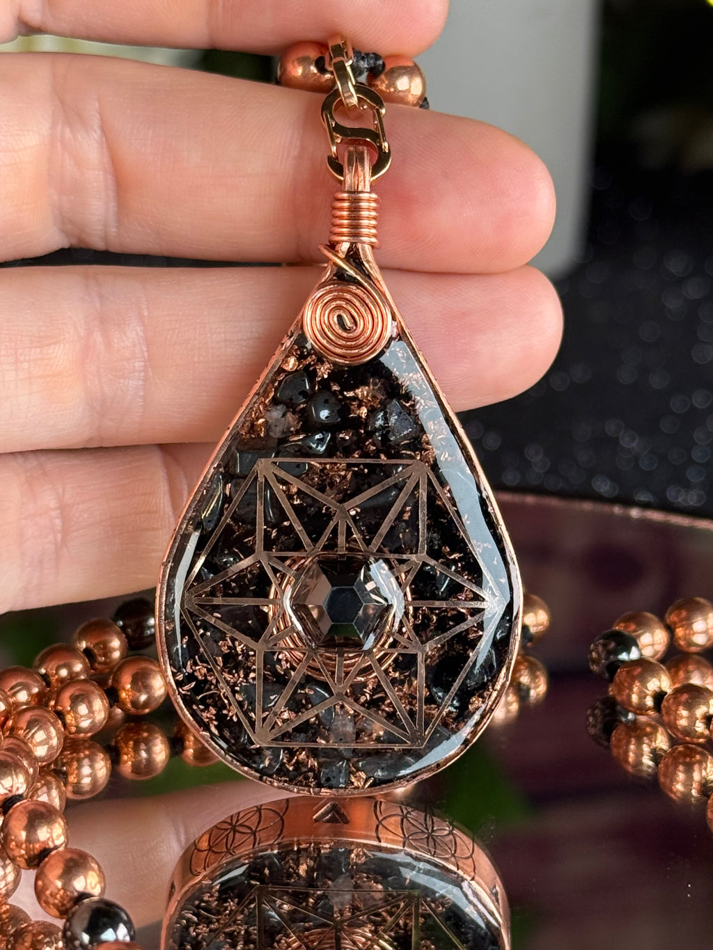 Orgonite Mala for Stability, Grounding, and Growth