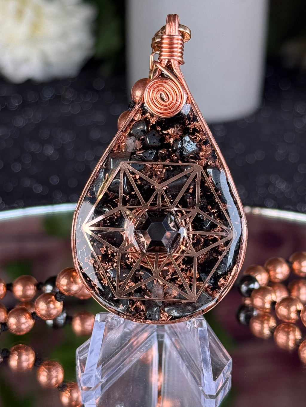 Orgonite Mala for Stability, Grounding, and Growth