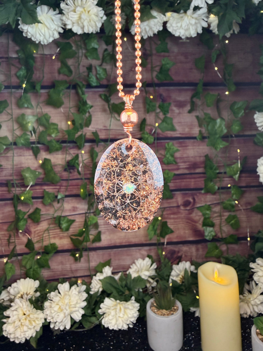 Orgonite Pendant with Elite Shungite, Clear Quartz, Diamond Quartz, Copper & Opal