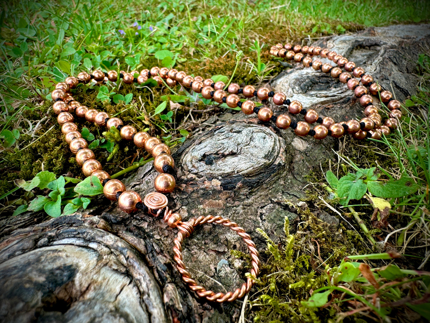 Copper Beaded Mala w/ Tensor Ring 💫