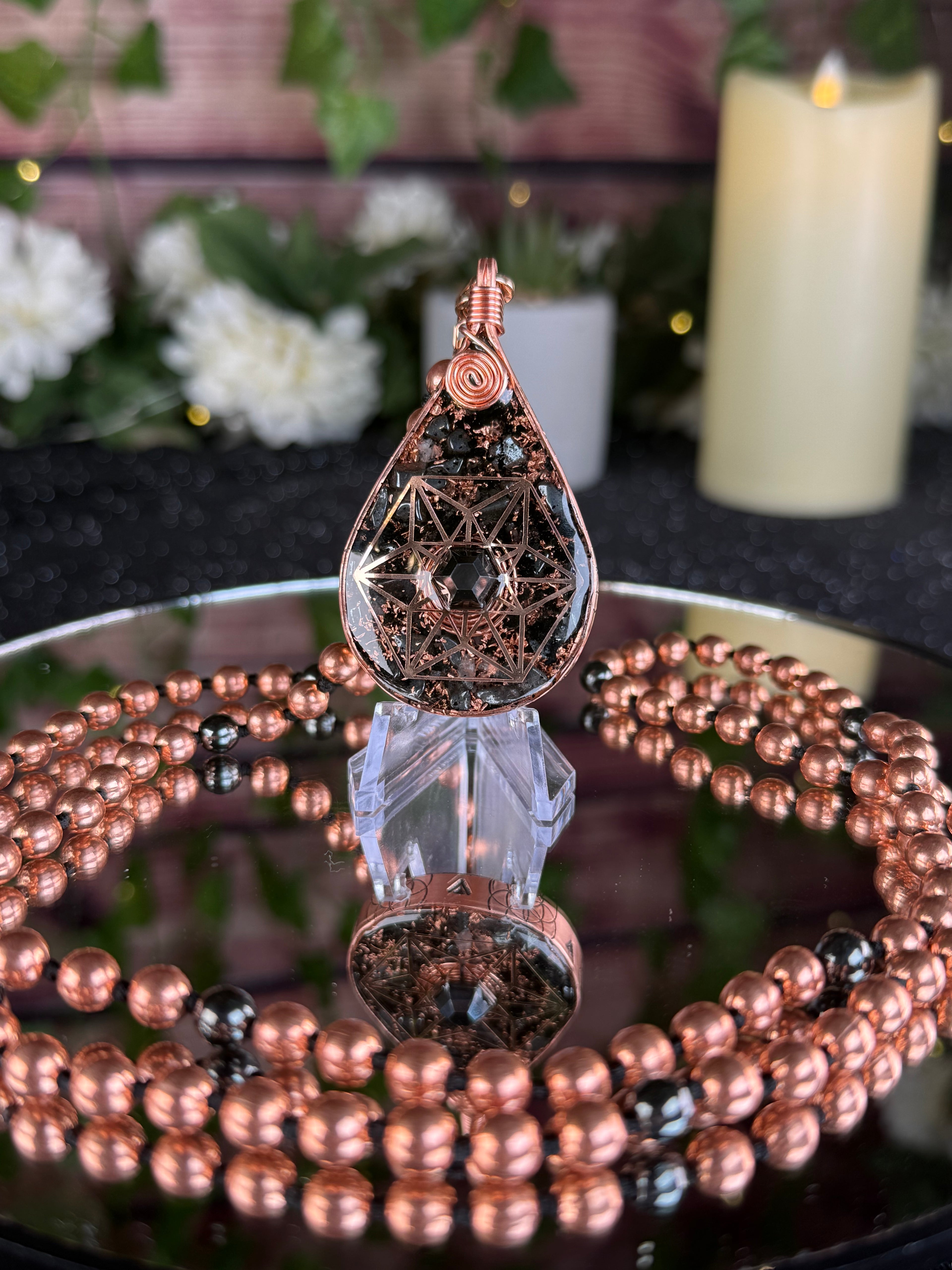 Orgonite Mala for Stability, Grounding, and Growth