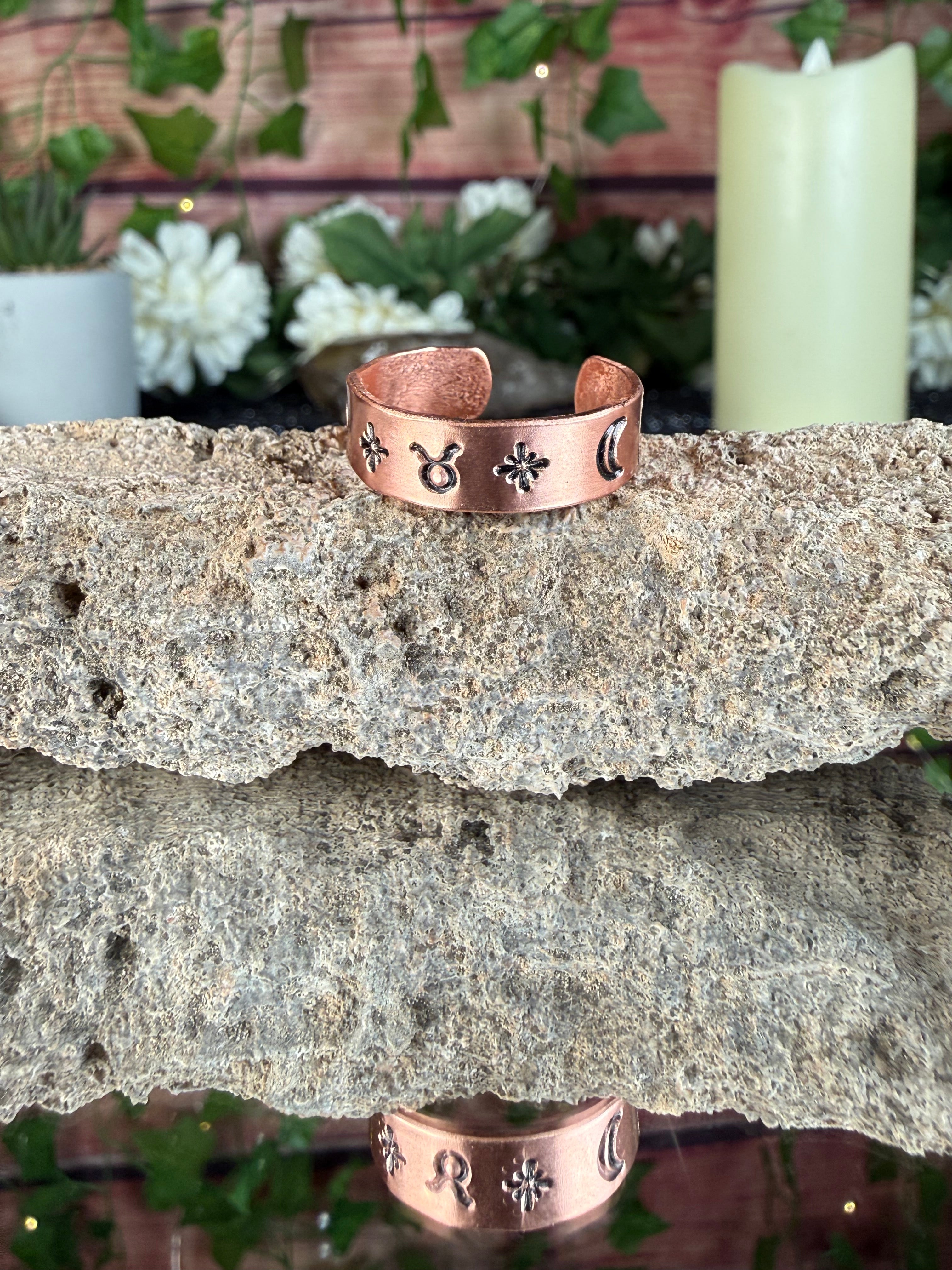 ✨Taurus Copper Adjustable Ring