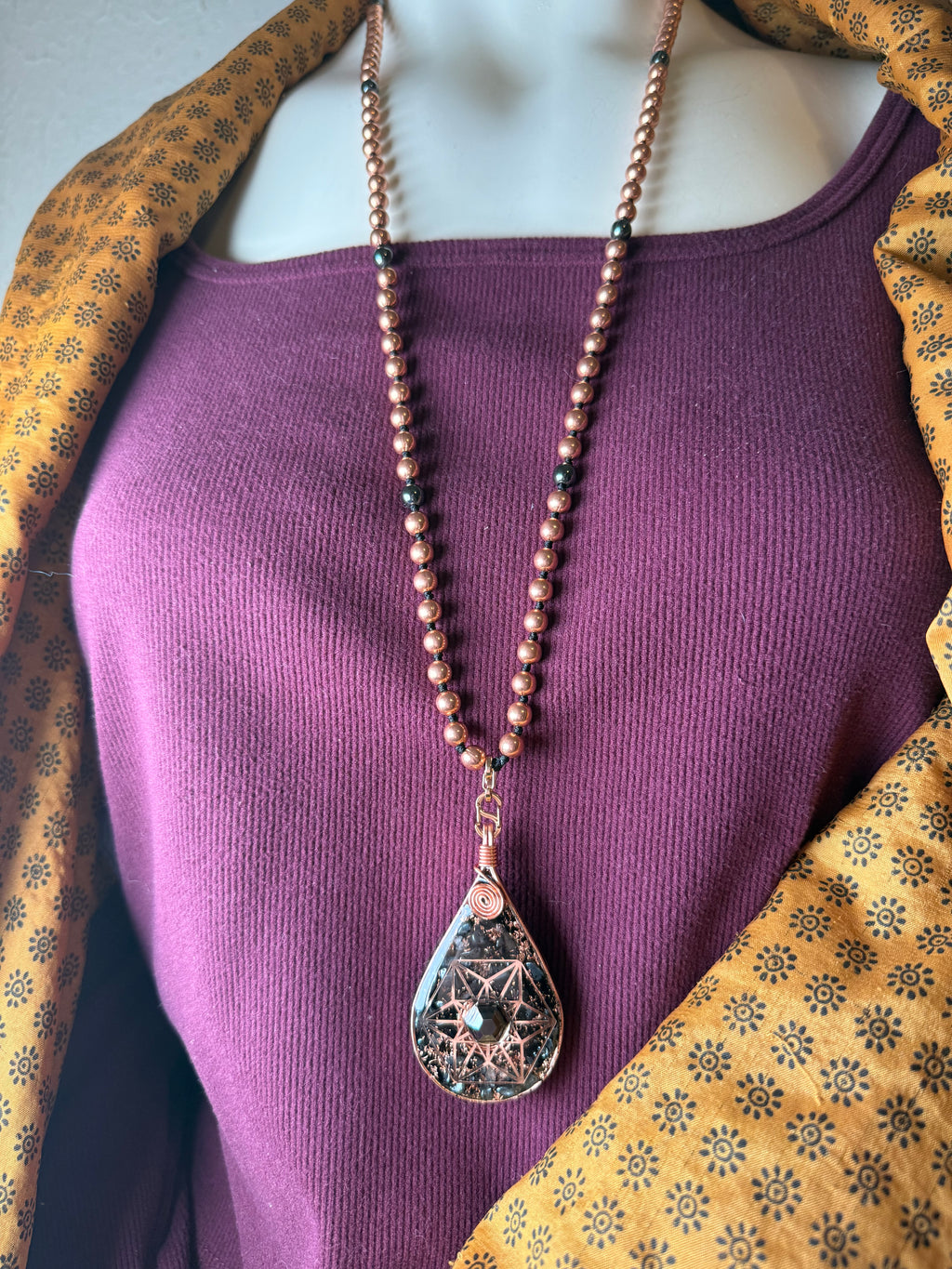 Orgonite Mala for Stability, Grounding, and Growth