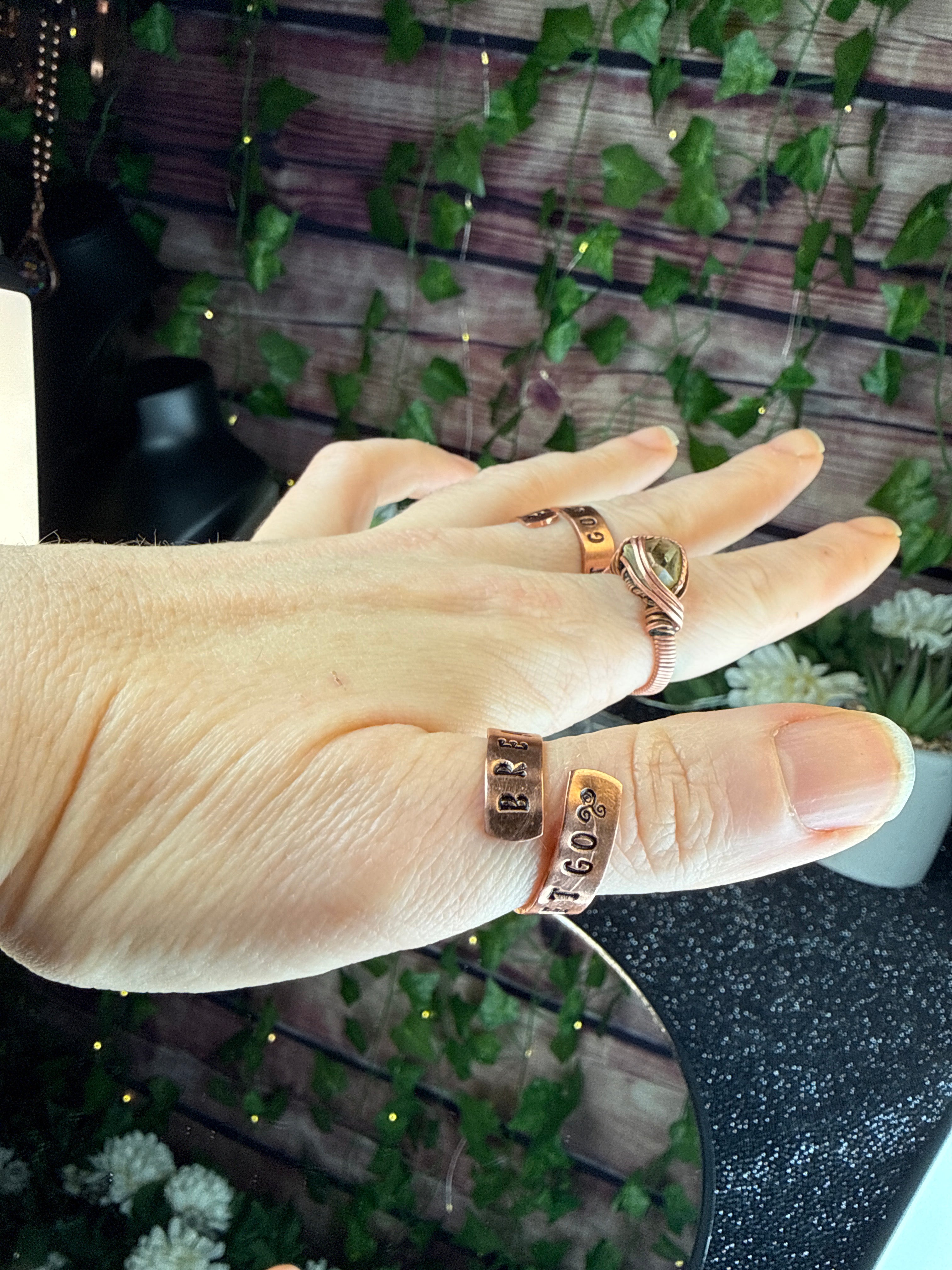 Breathe & Let go Adjustable Copper Ring