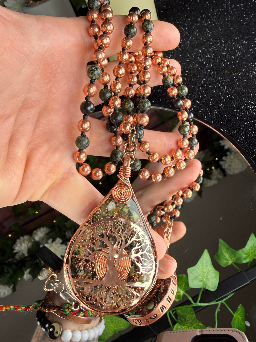 Rooted & Whole~Serpentine Orgonite Mala