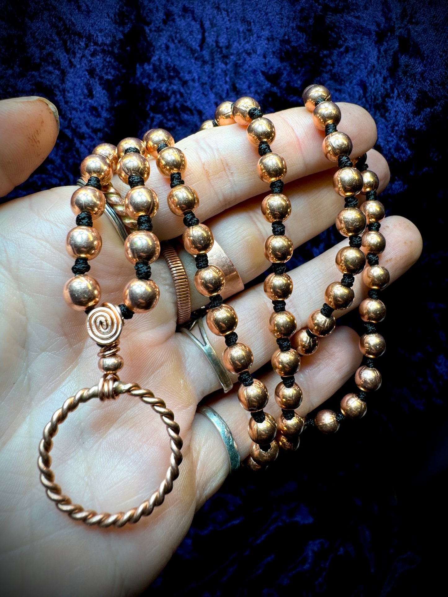 Copper Beaded Mala w/ Tensor Ring 💫