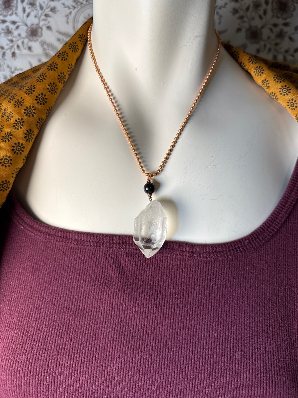 Chunky Clear Quartz & Shungite Charm