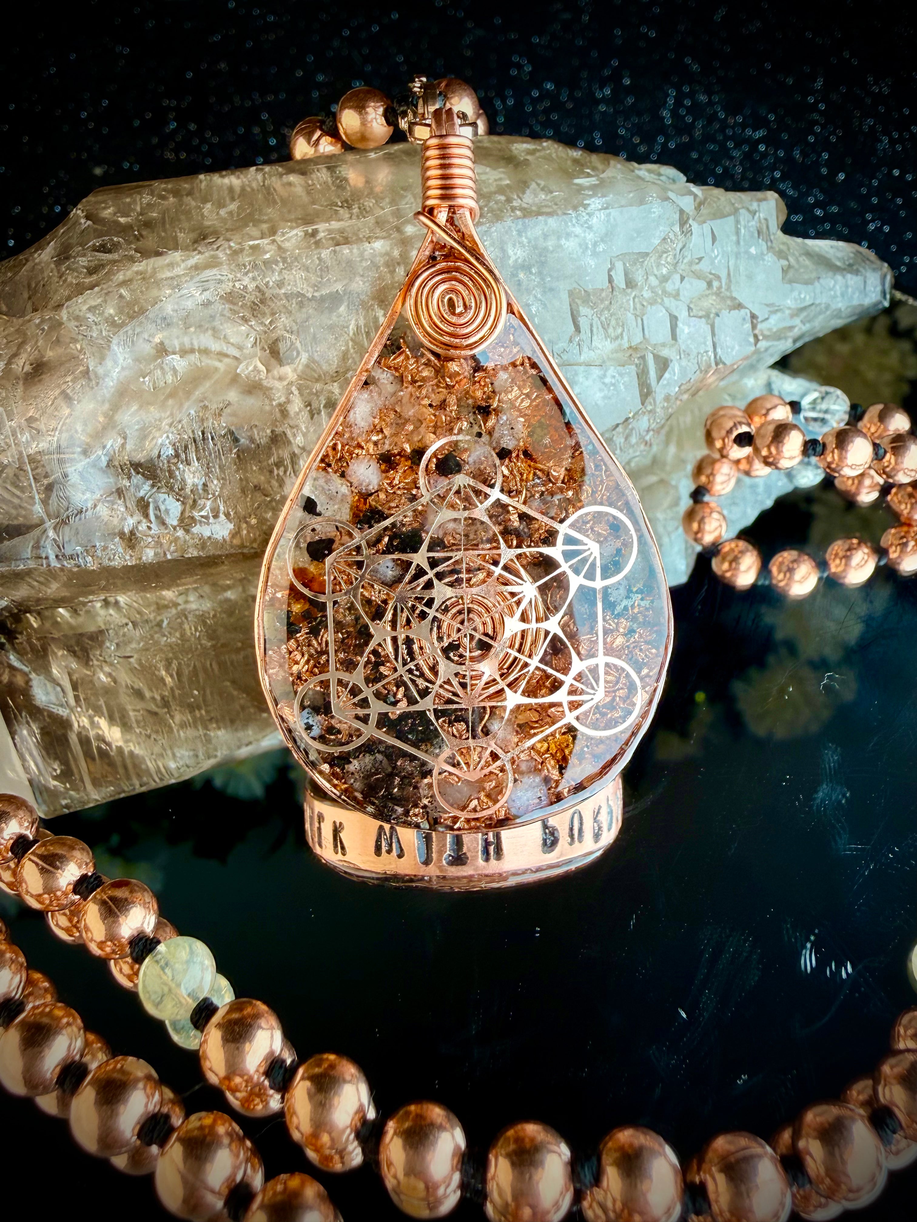 Walk with Purpose~Citrine and Copper Orgonite Mala for Confidence and Empowerment