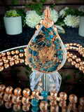 Clairty & Alignment-Blue Apatite Copper Orgonite Mala Necklace