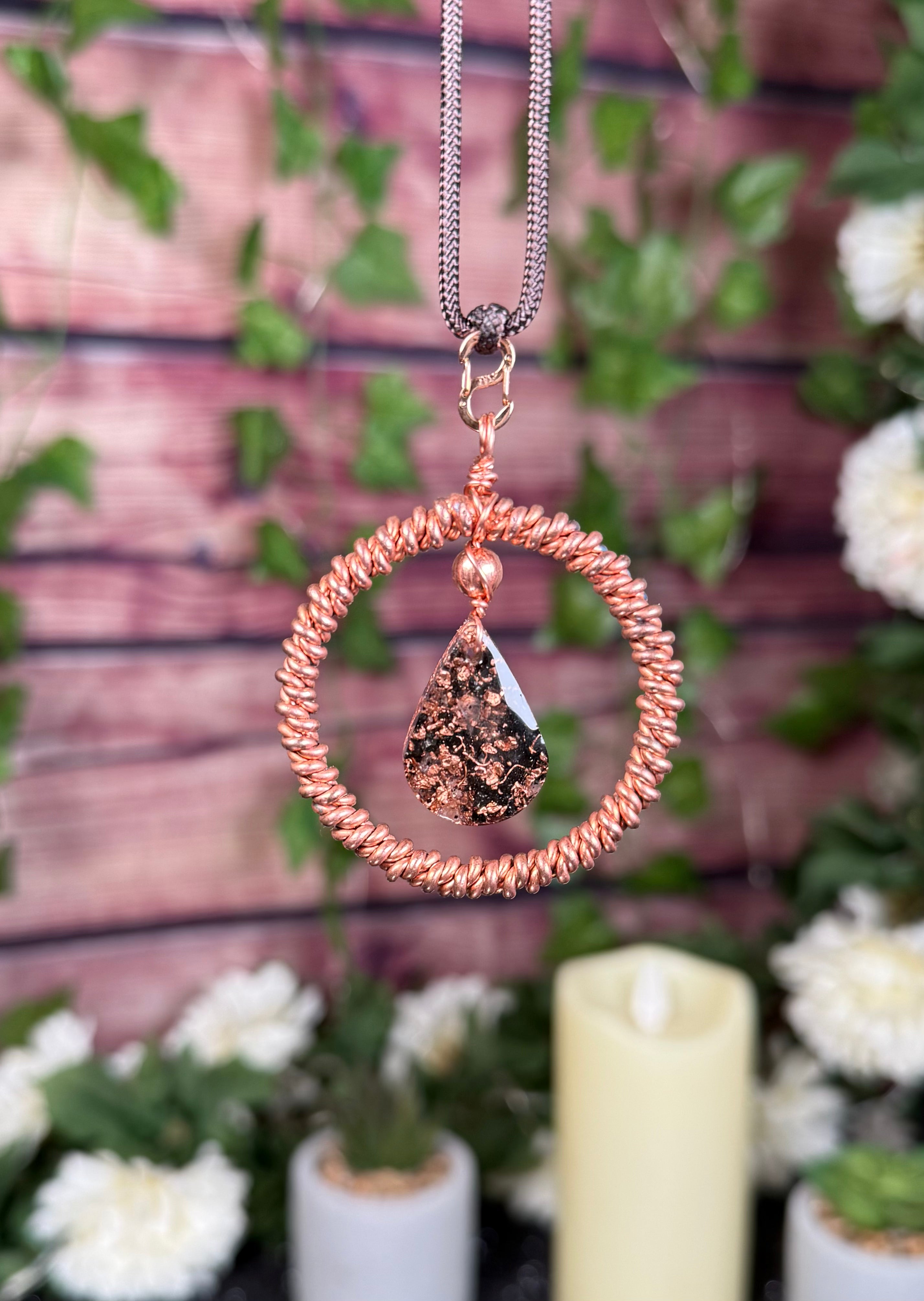 Double Twist Sacred Cubit Tensor Ring & Orgonite Necklace