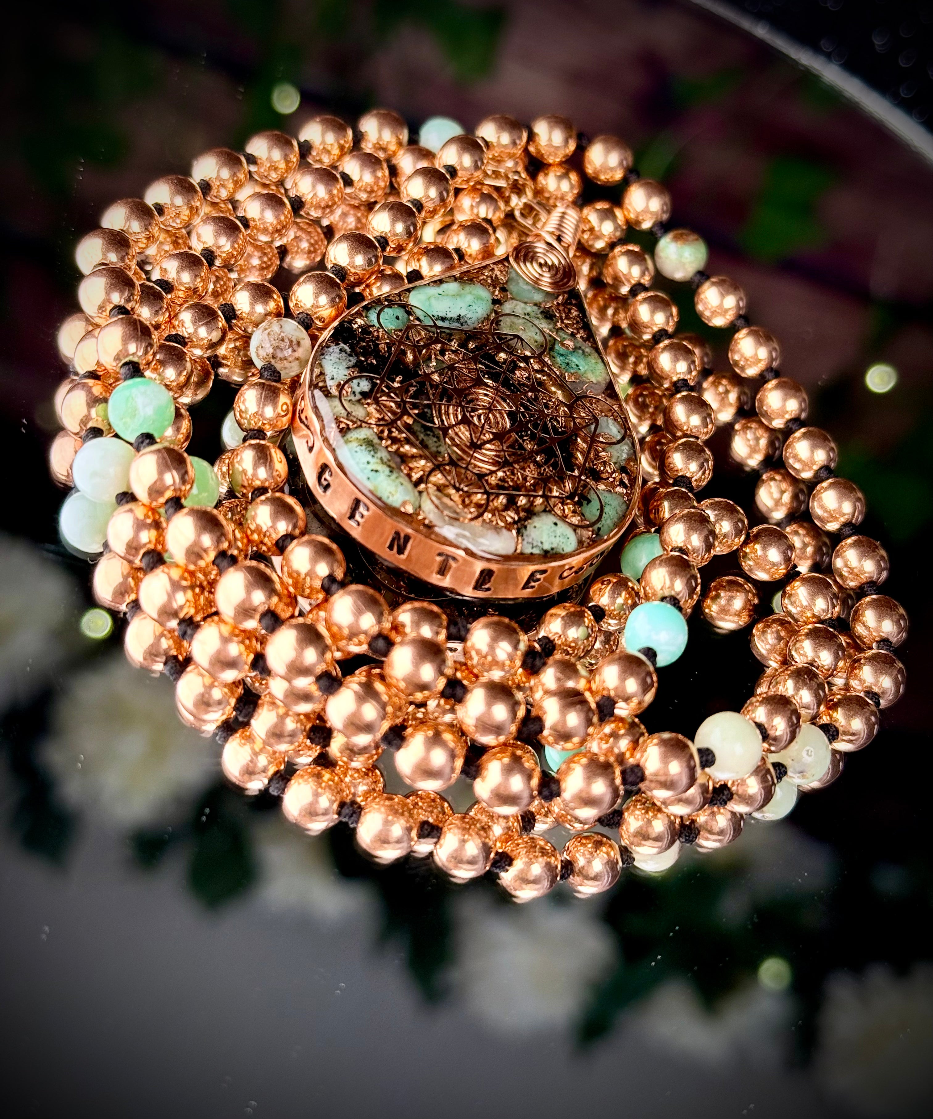 Gentle-Virtue Series~Orgonite Mala w/ Chrysophrase