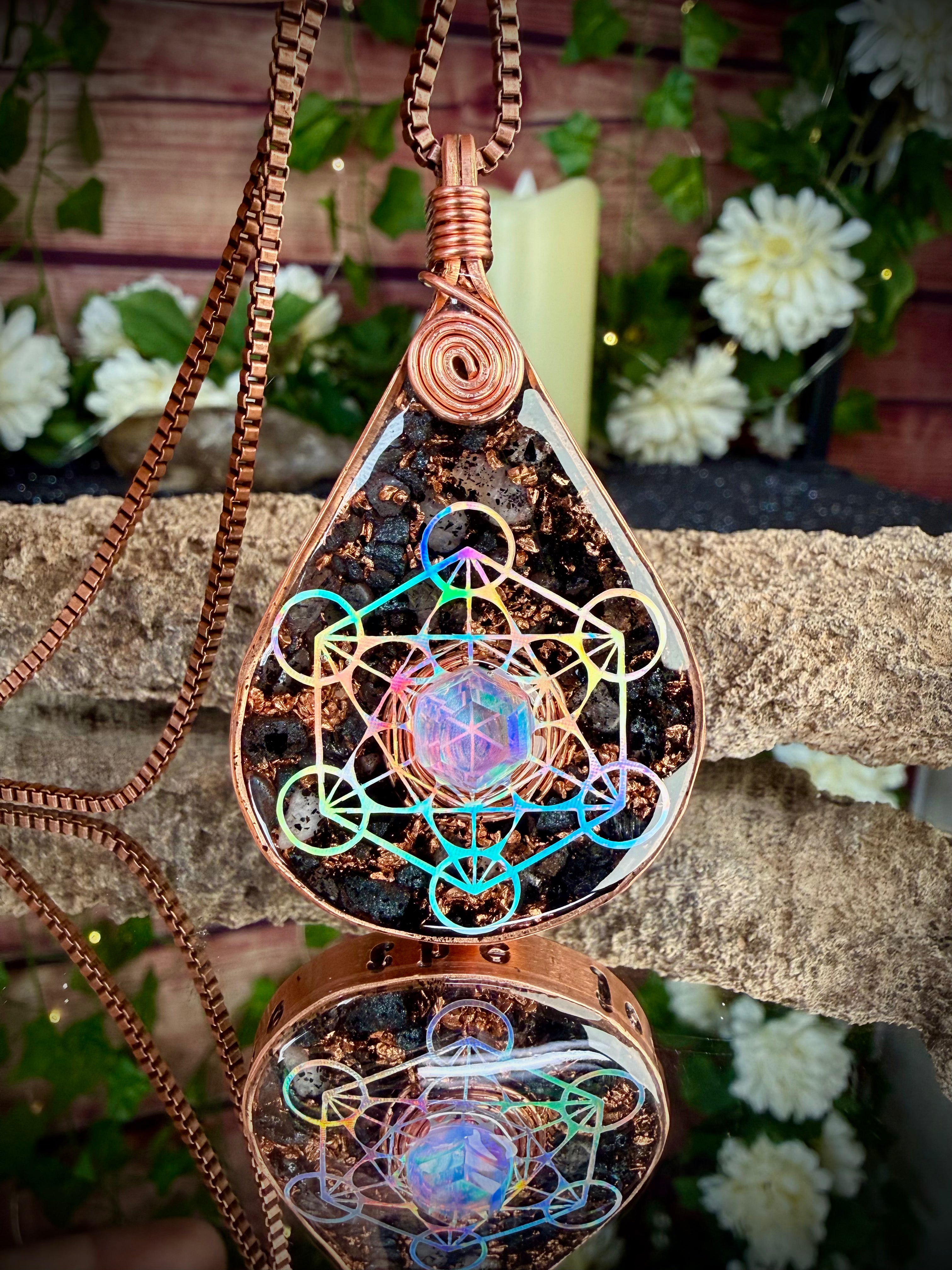 Embrace the Journey~Orgonite Pendant with Aura Opal & Grounding Blend