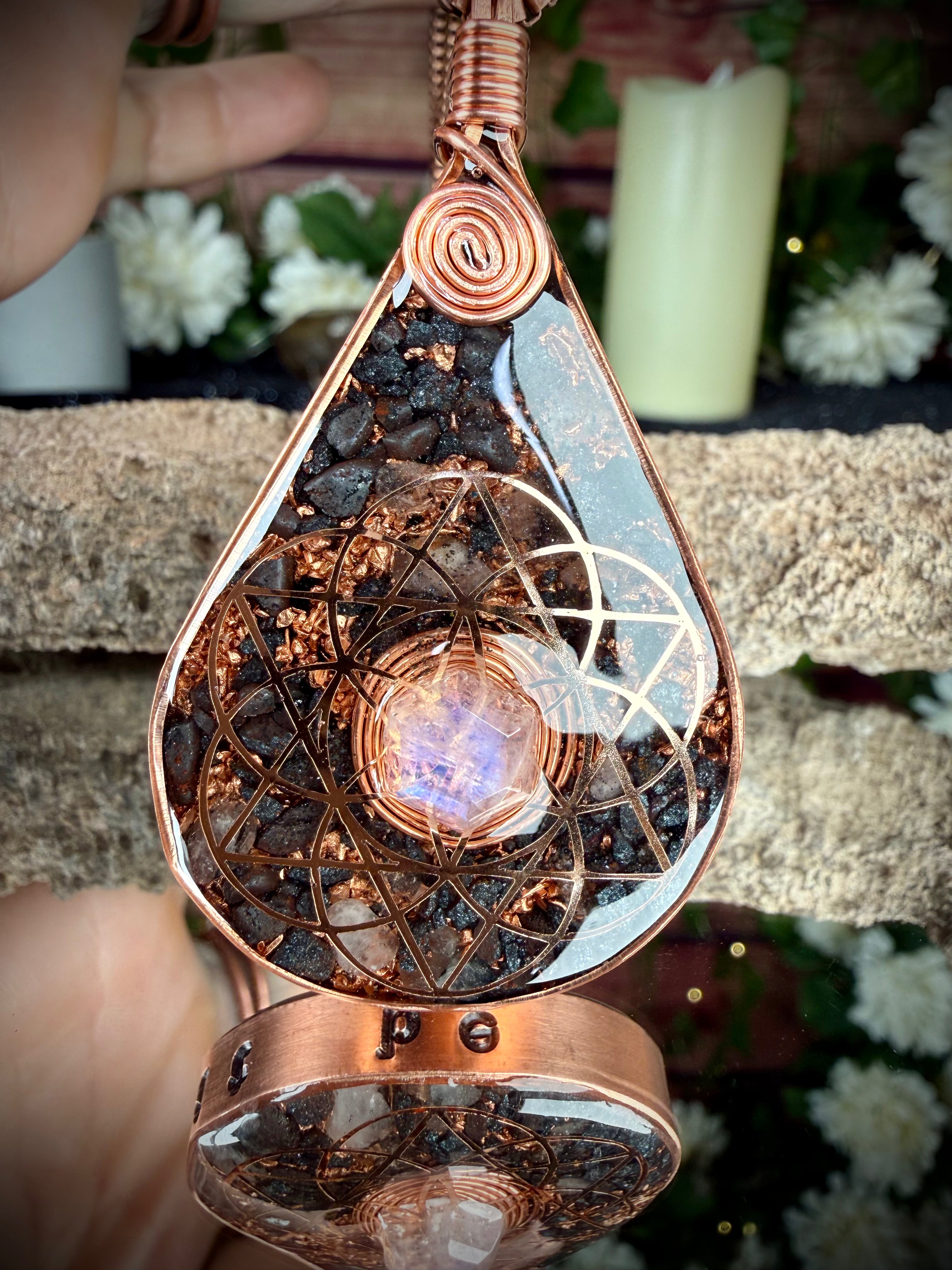 Let it be~Orgonite Pendant w/ Moonstone & Grounding Blend