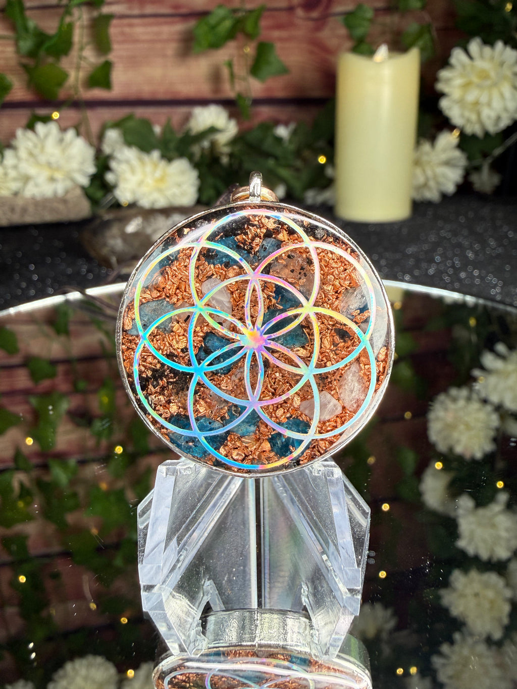 Unalome Orgonite w/ Blue Apatite
