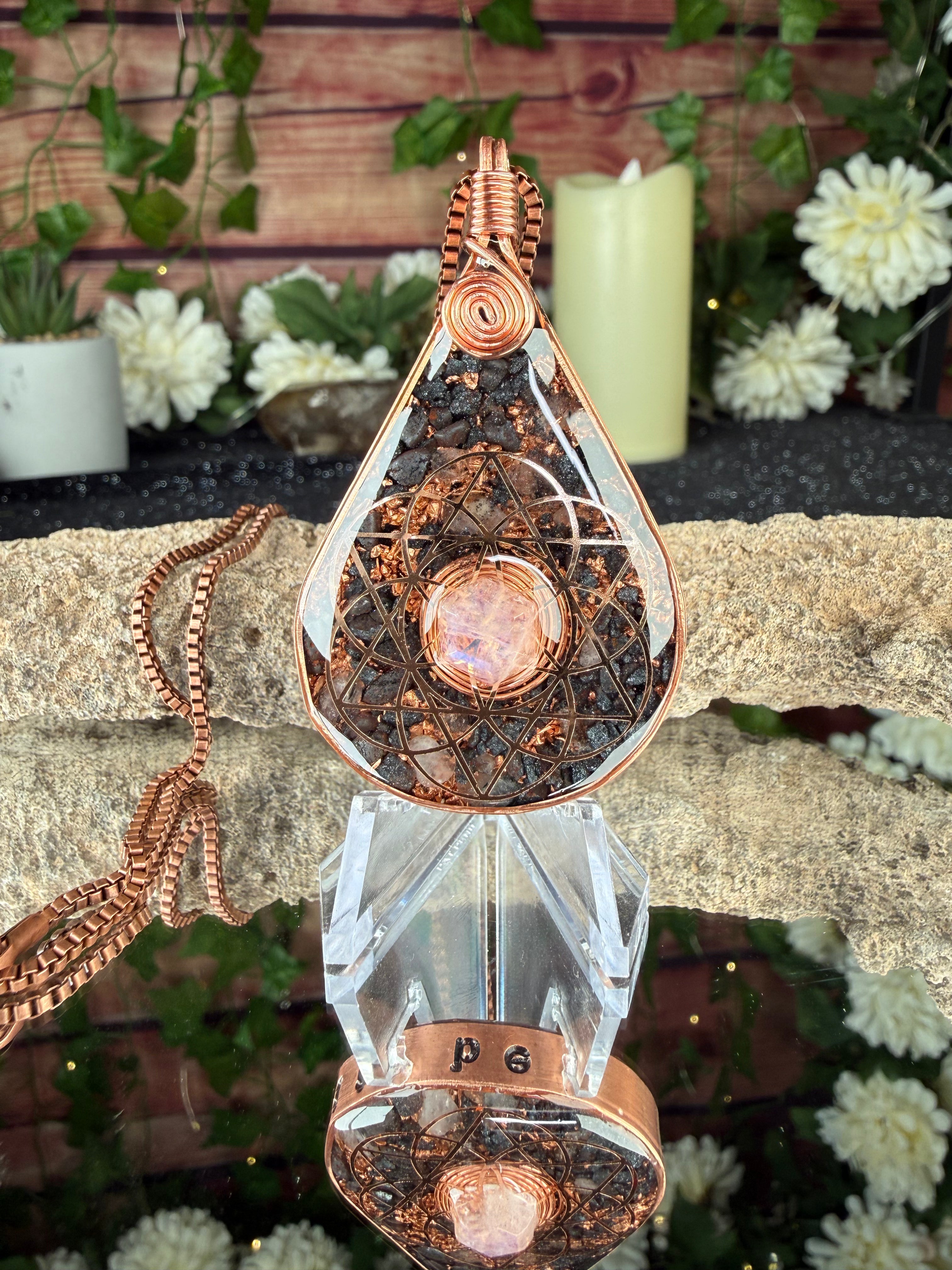 Let it be~Orgonite Pendant w/ Moonstone & Grounding Blend