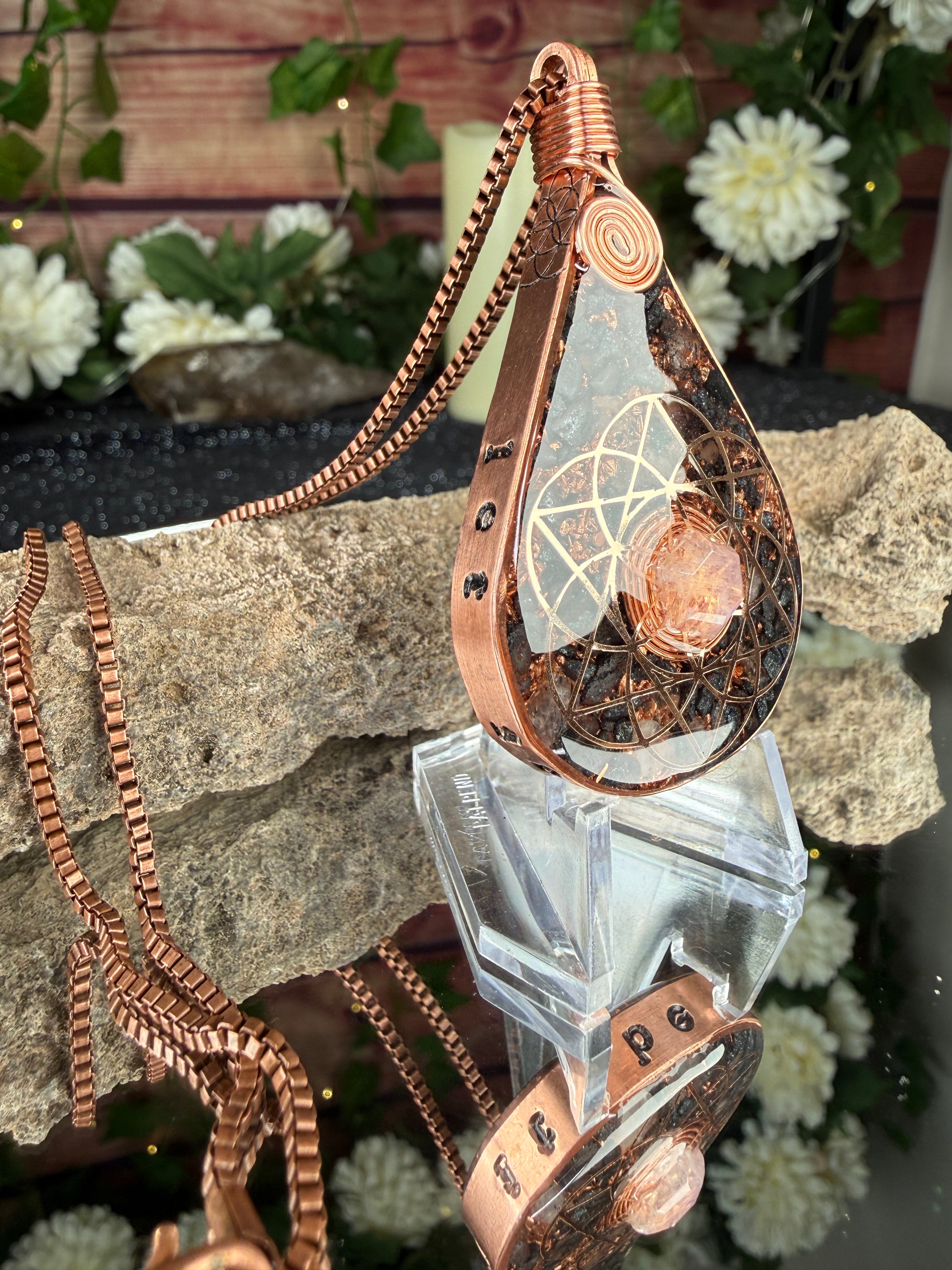 Let it be~Orgonite Pendant w/ Moonstone & Grounding Blend