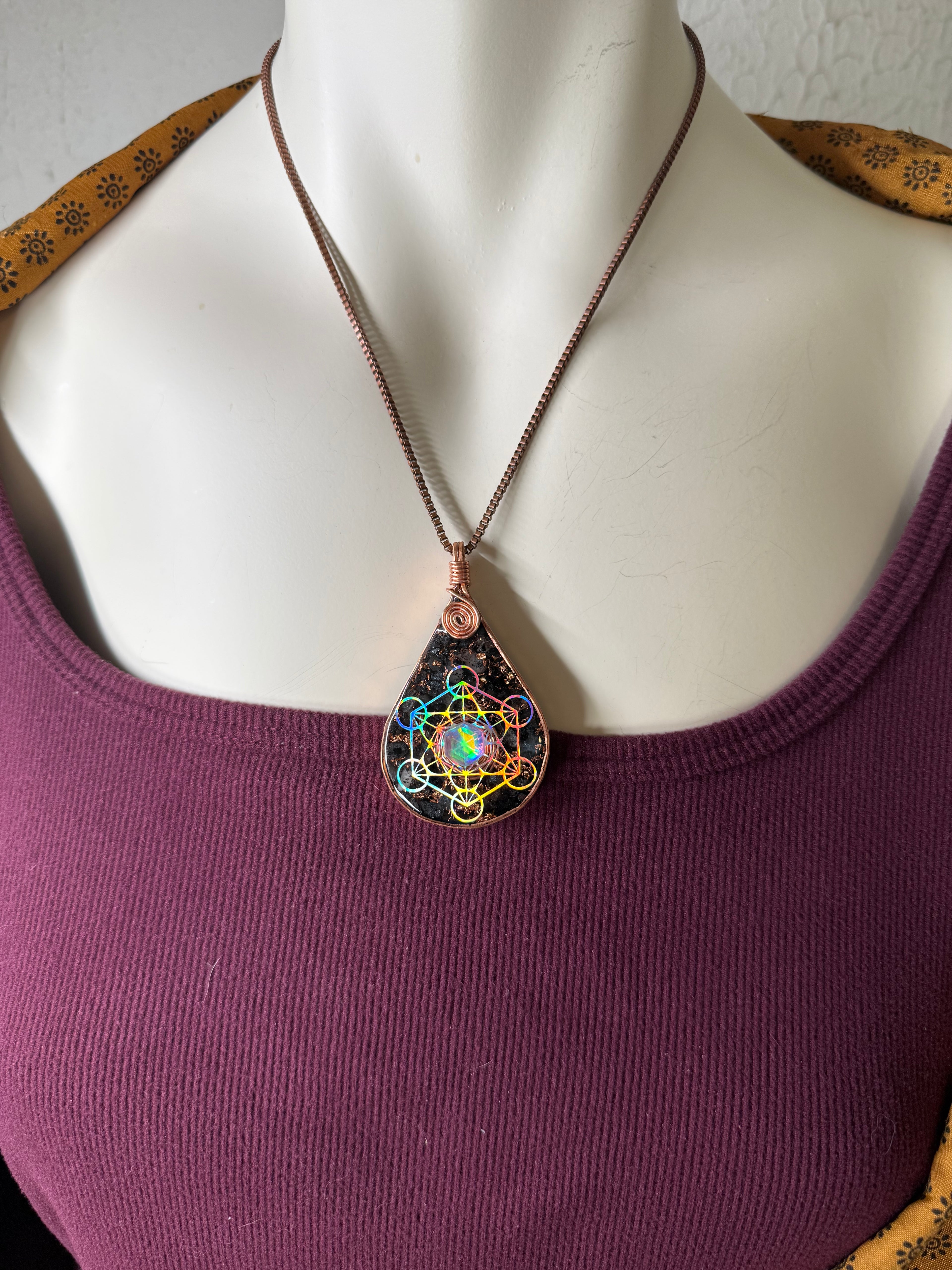 Embrace the Journey~Orgonite Pendant with Aura Opal & Grounding Blend