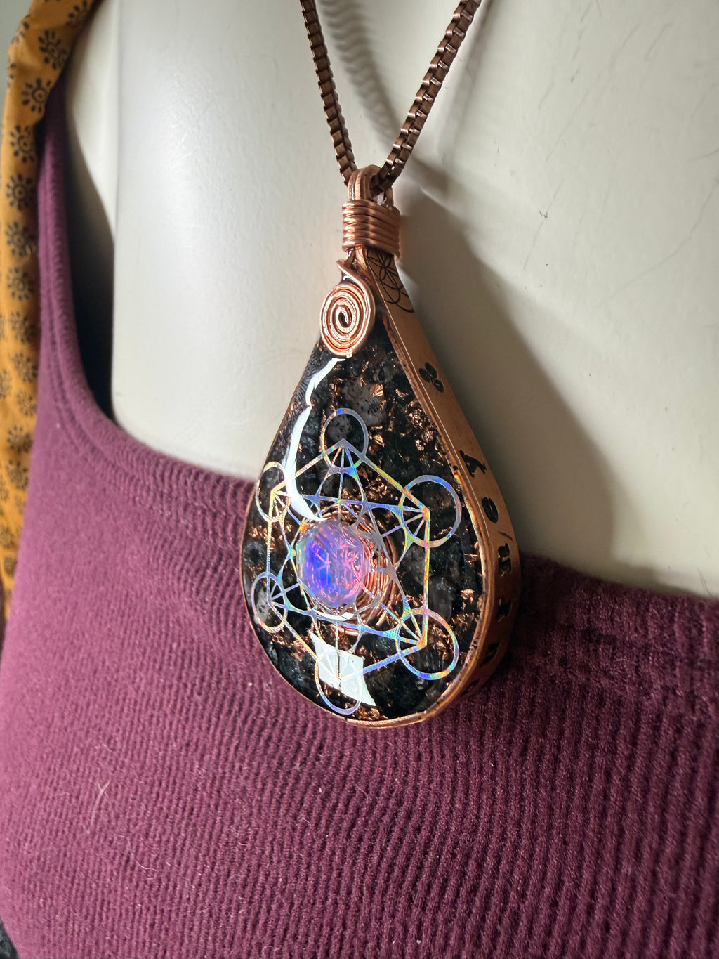 Embrace the Journey~Orgonite Pendant with Aura Opal & Grounding Blend