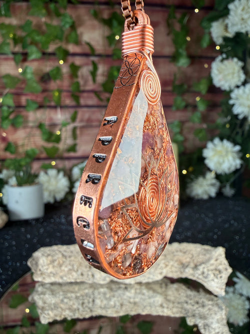 Appreciate the Moment~Lotus Orgonite Copper Grounding Pendant
