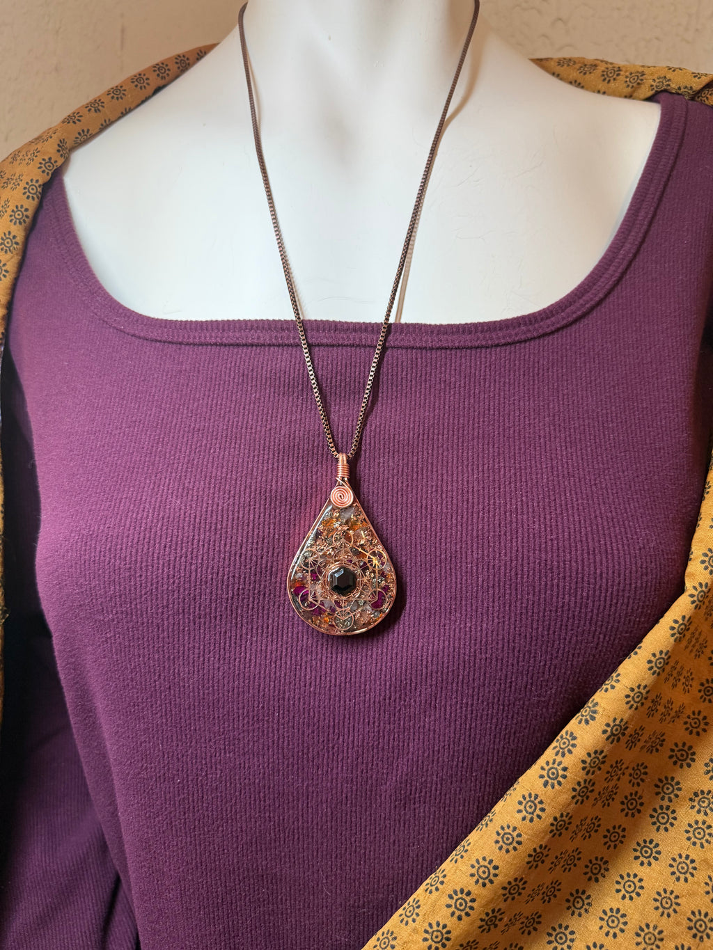 Remember who you are~Orgonite Pendant with Rose Petals