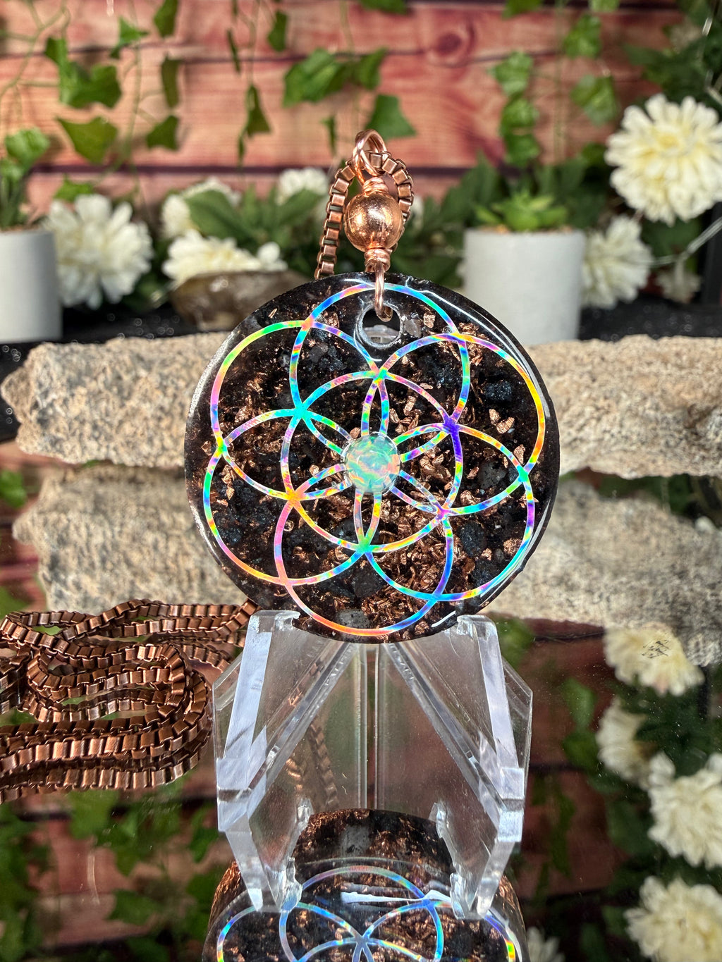 Seed of Life Grounding Orgonite w/ Ethiopian Opal