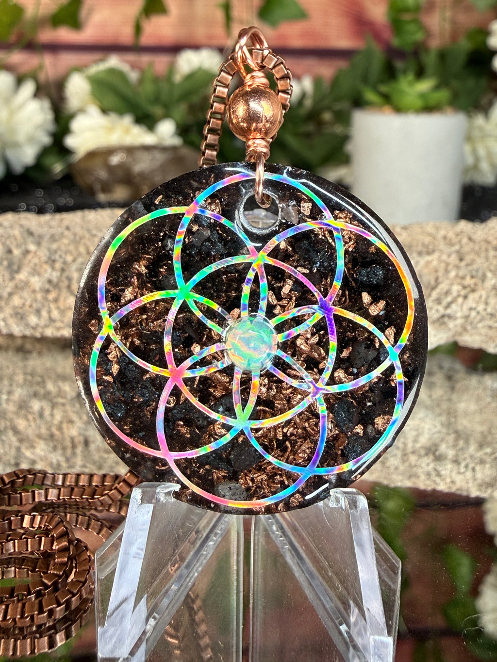 Seed of Life Grounding Orgonite w/ Ethiopian Opal
