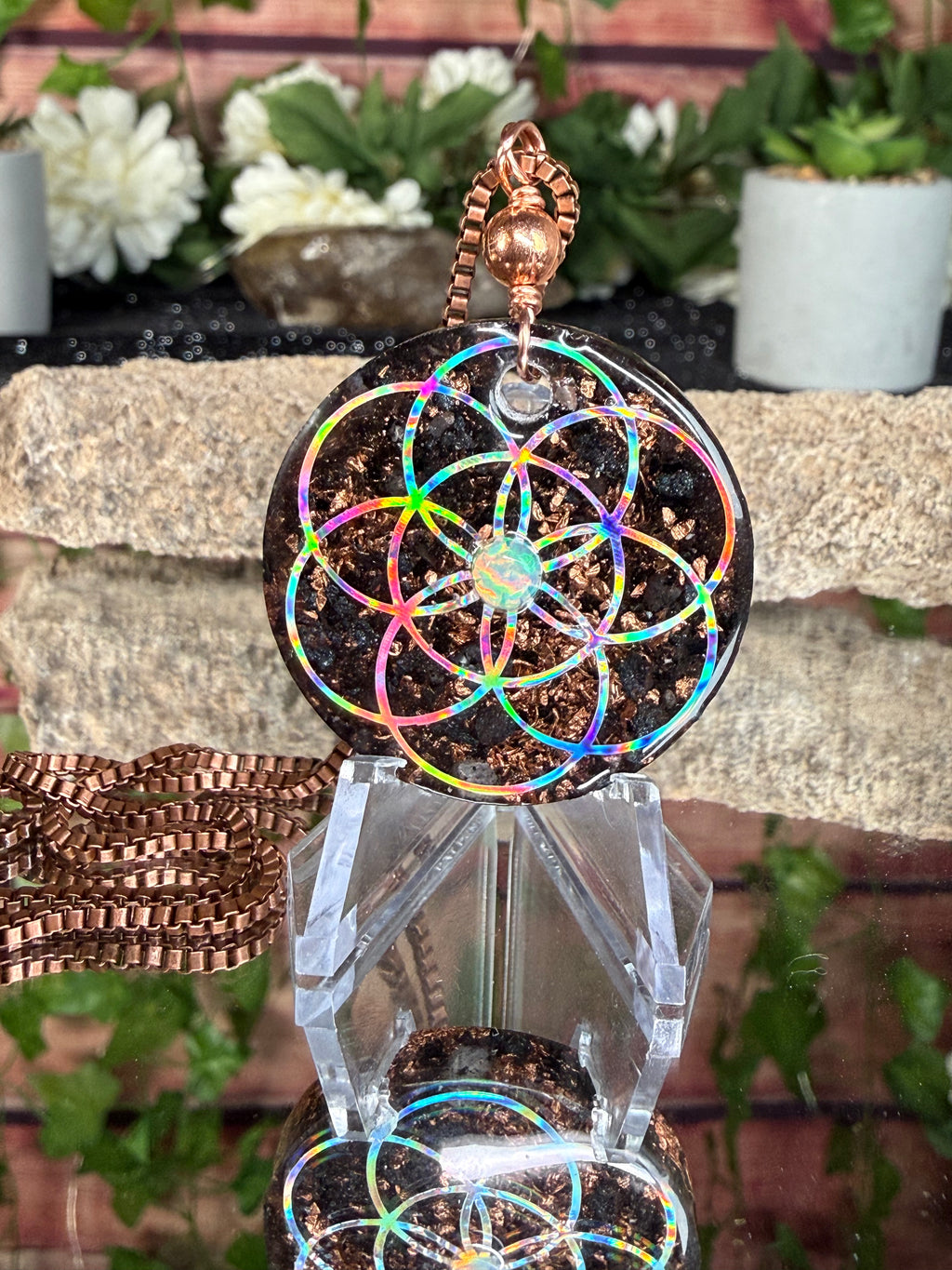 Seed of Life Grounding Orgonite w/ Ethiopian Opal