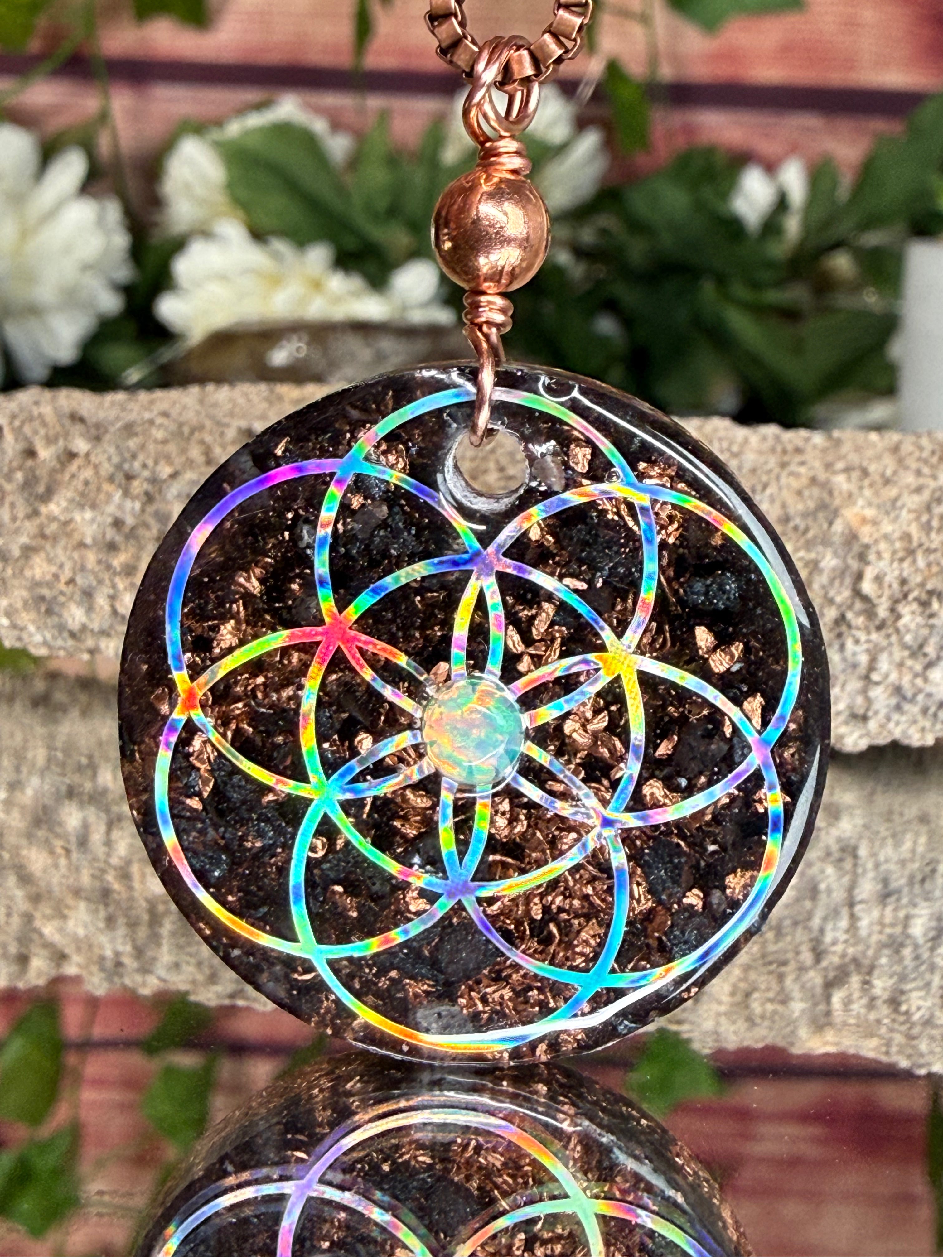 Seed of Life Grounding Orgonite w/ Ethiopian Opal