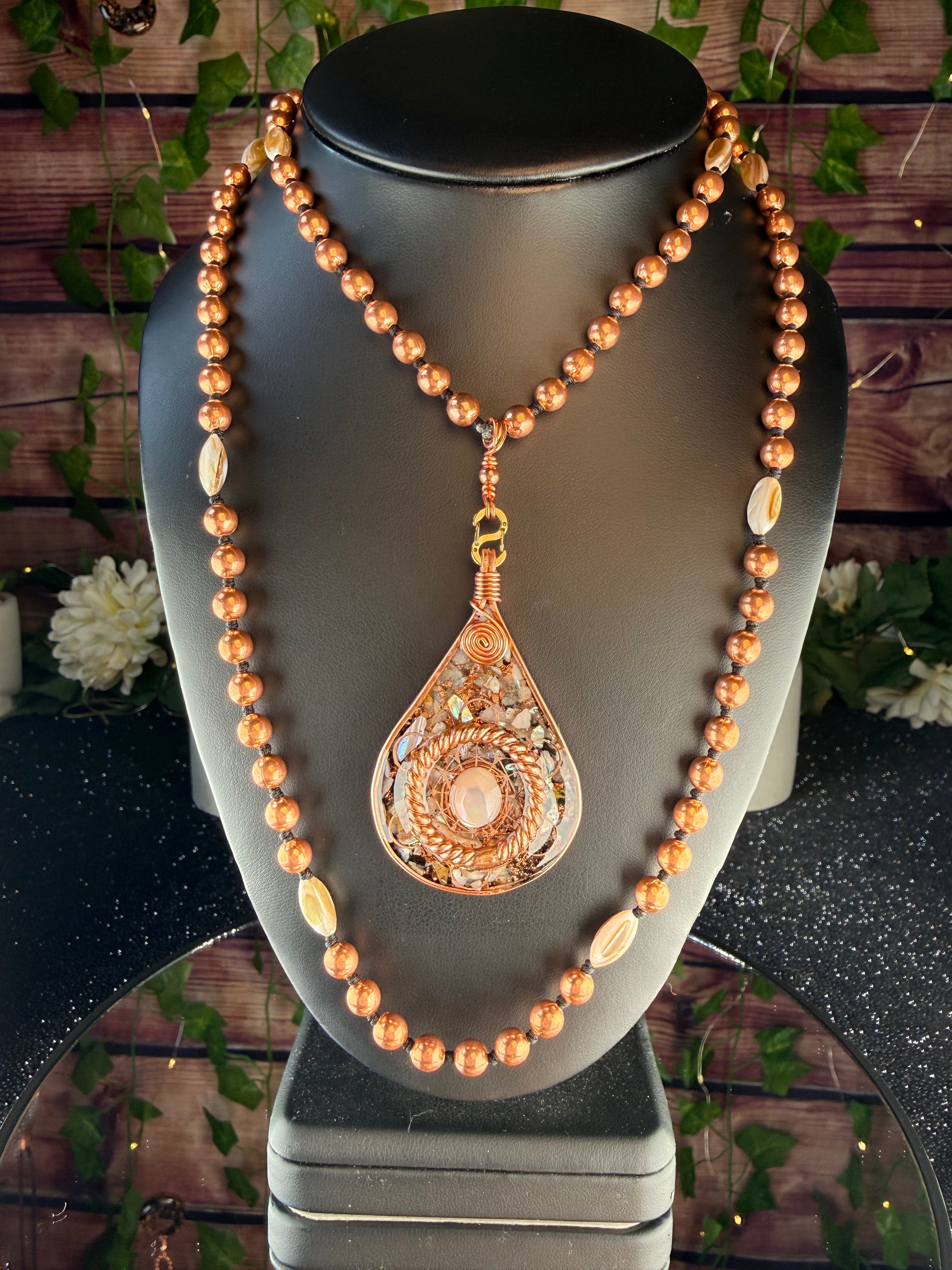 Flow~Natural Shell Orgonite Mala