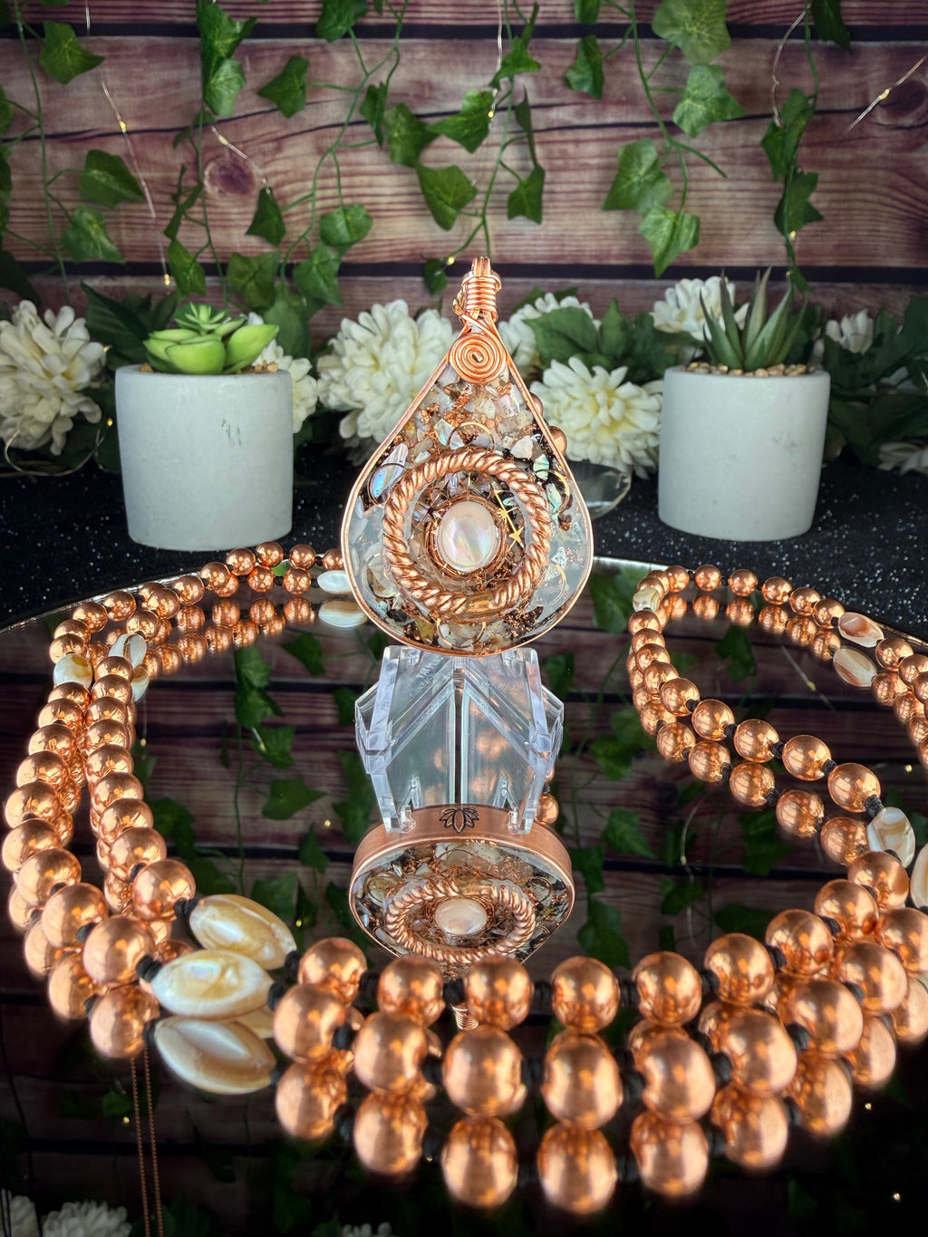 Flow~Natural Shell Orgonite Mala