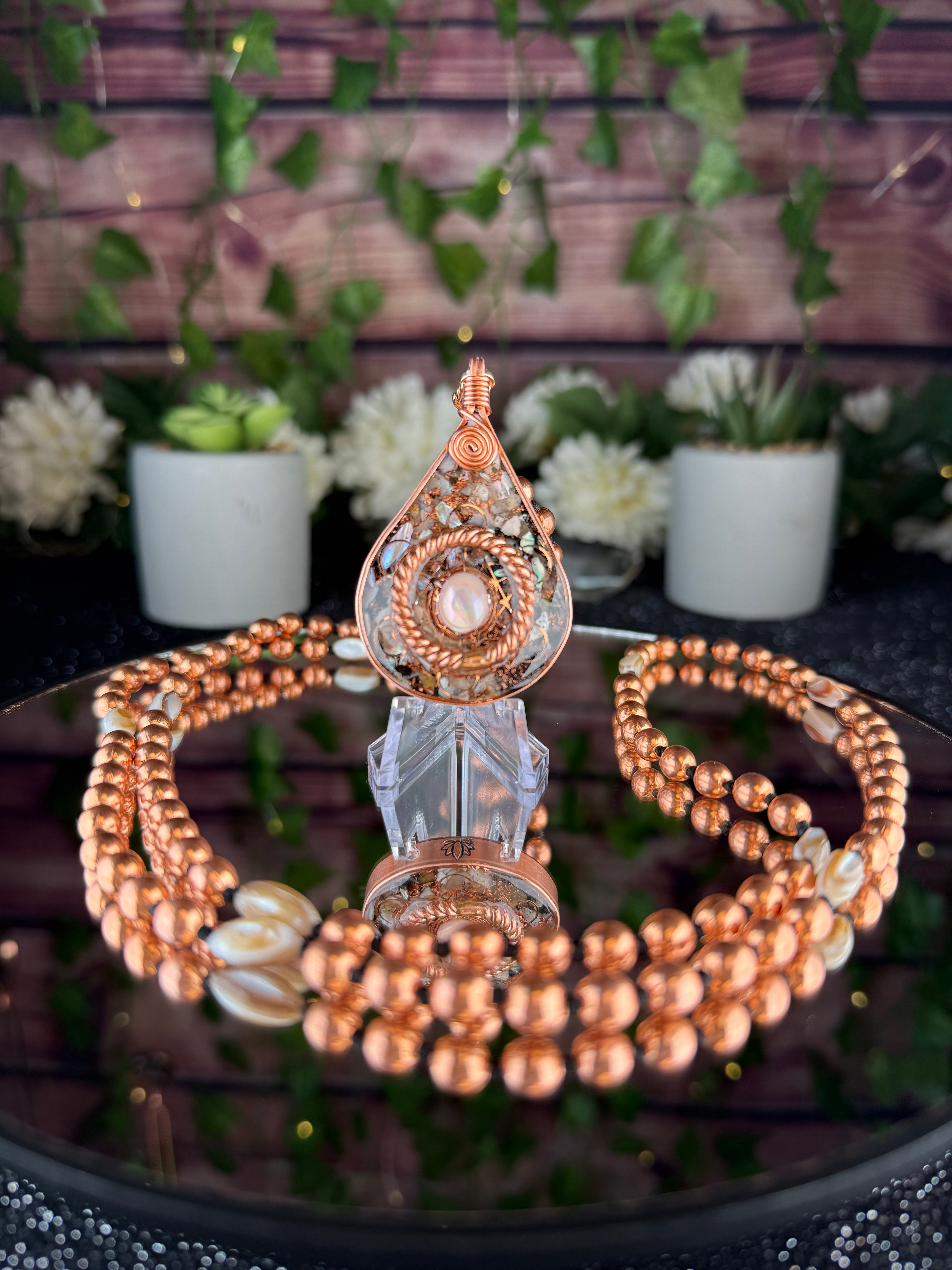 Flow~Natural Shell Orgonite Mala