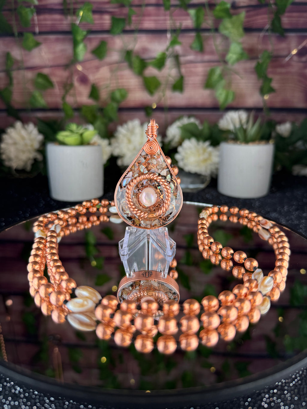 Flow~Natural Shell Orgonite Mala