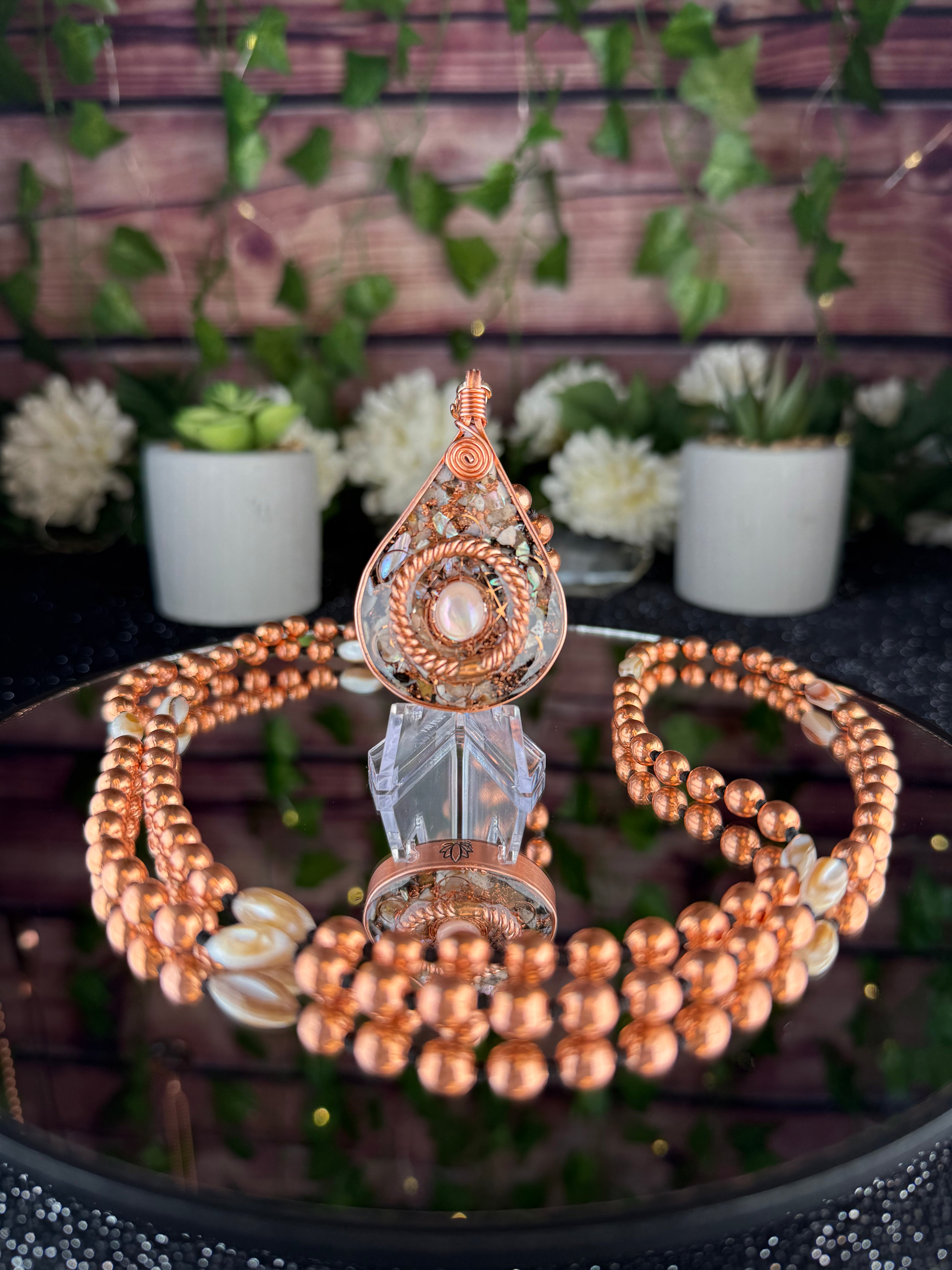 Flow~Natural Shell Orgonite Mala