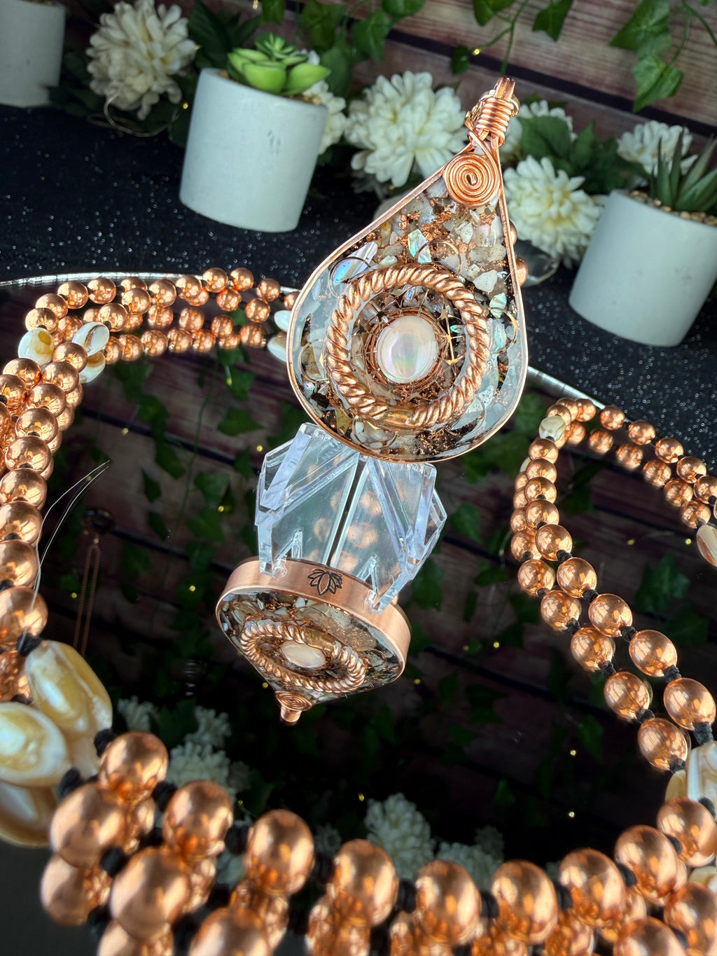 Flow~Natural Shell Orgonite Mala