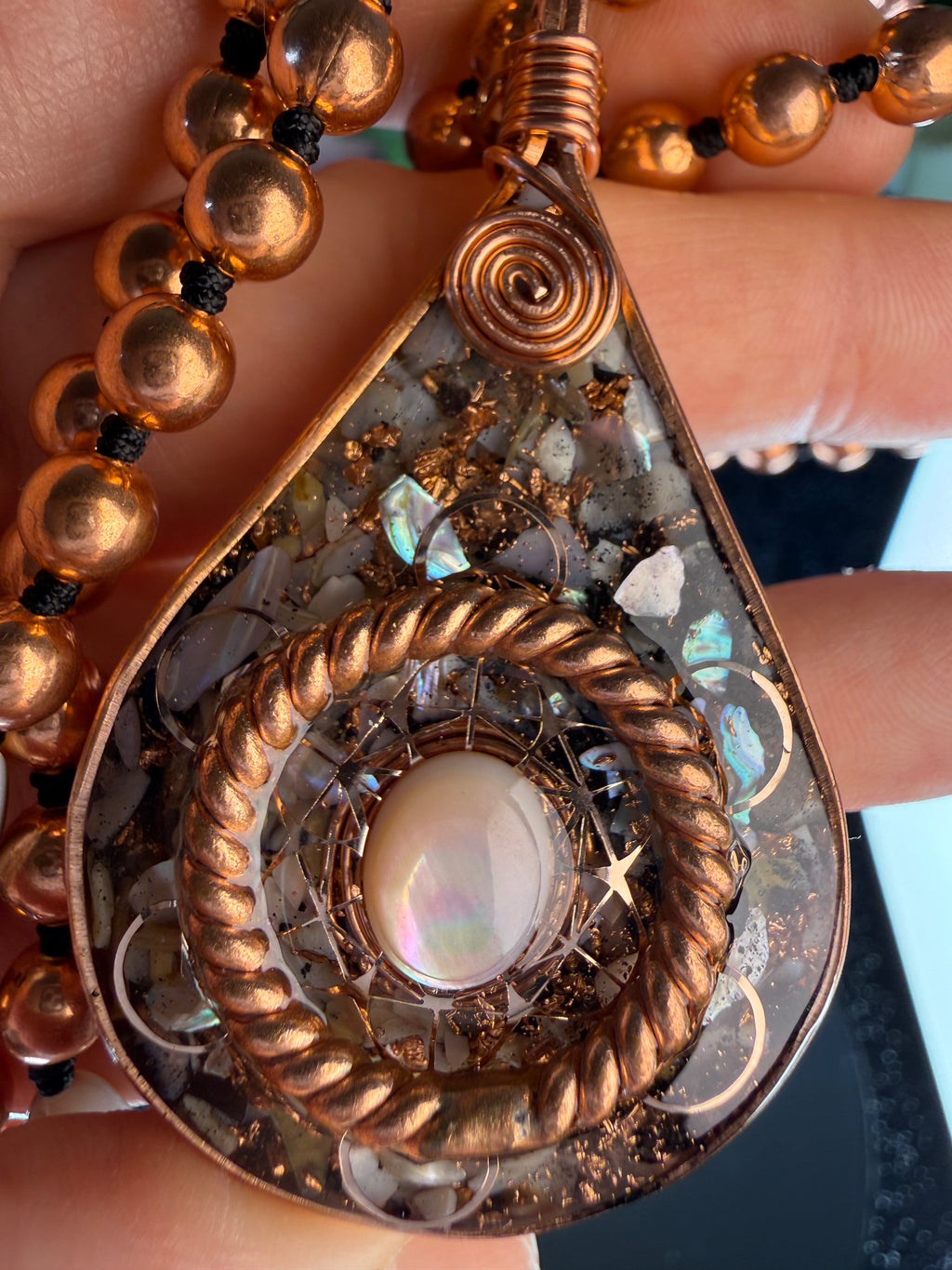 Flow~Natural Shell Orgonite Mala