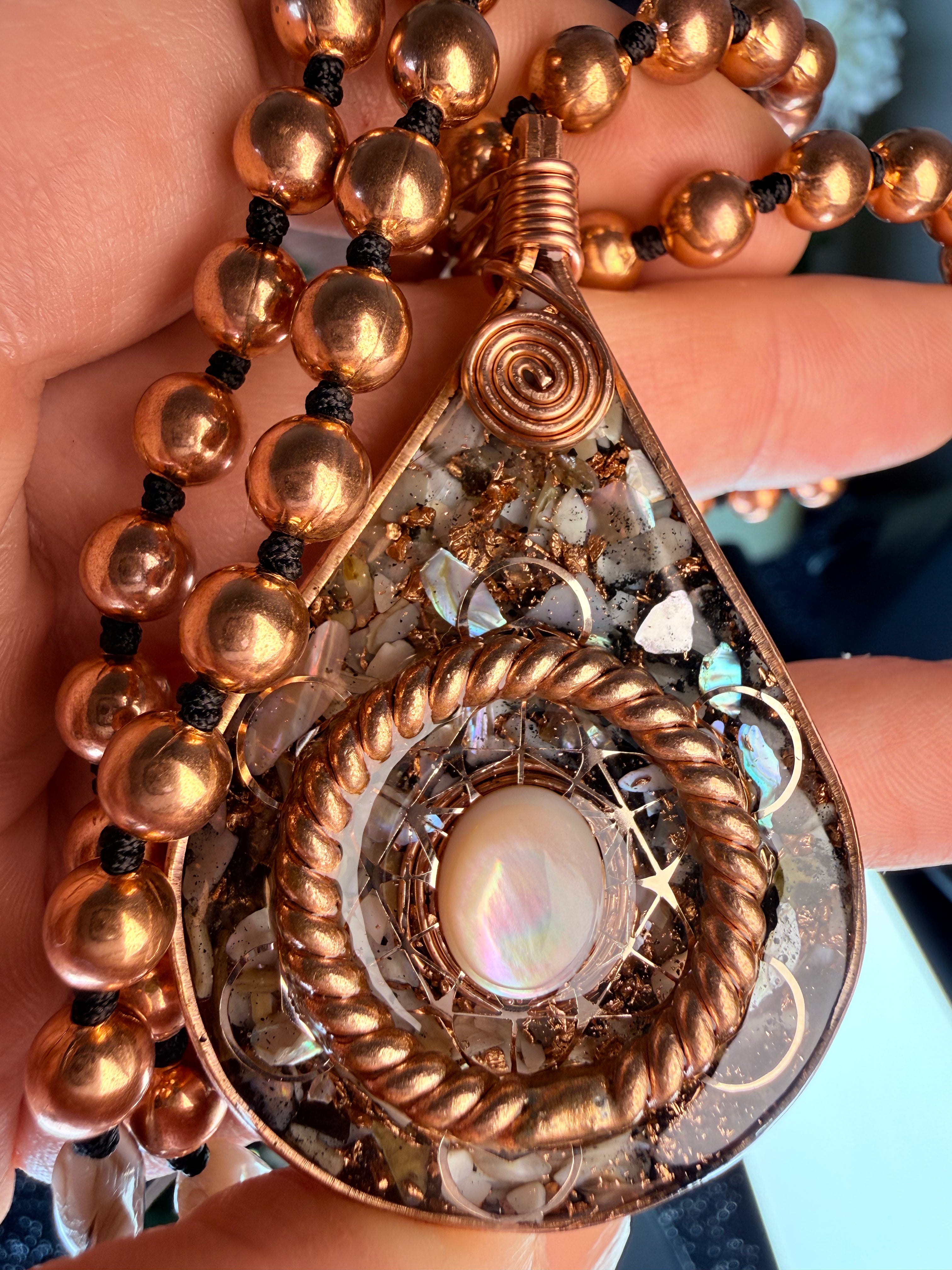 Flow~Natural Shell Orgonite Mala