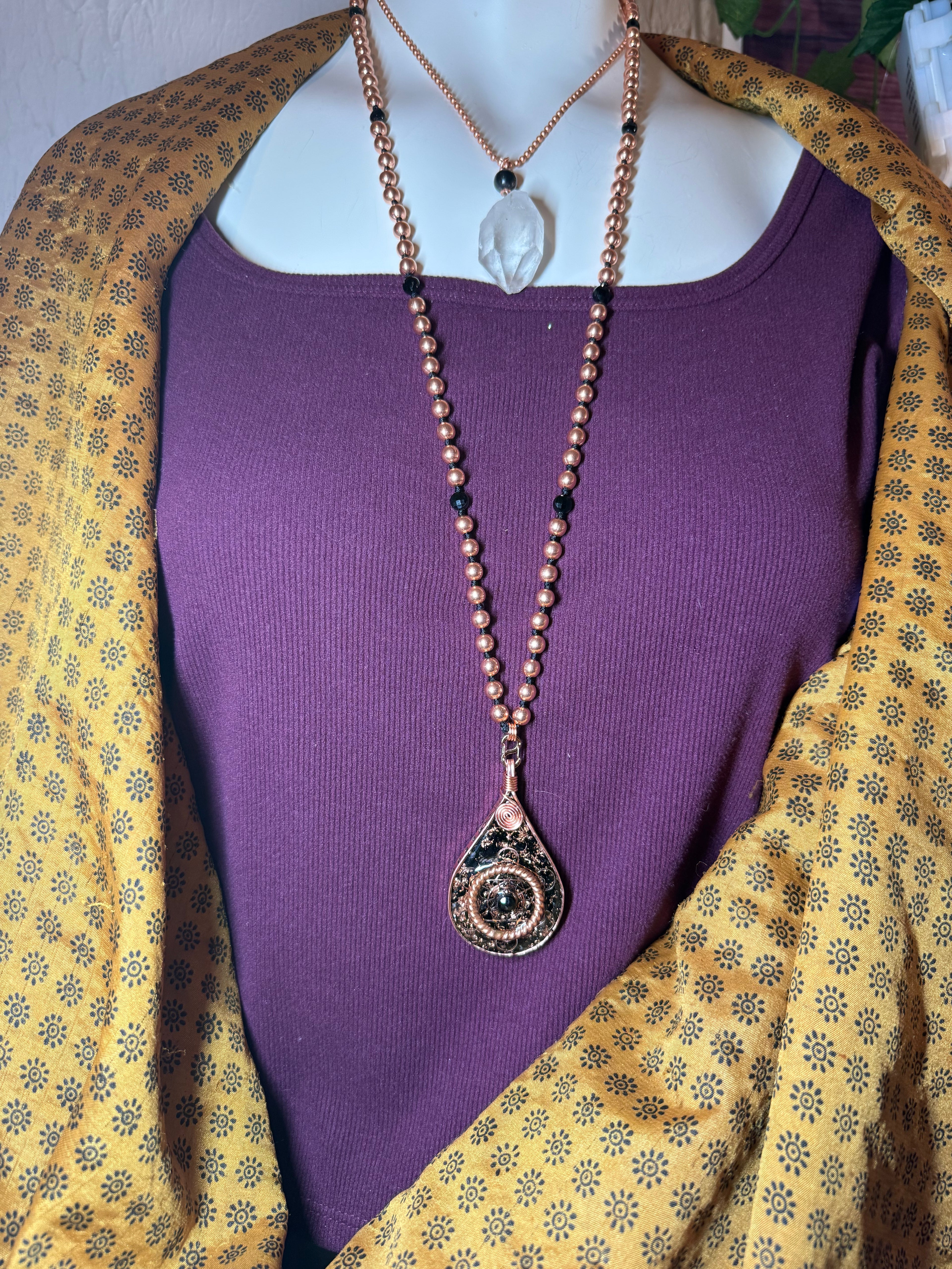 Grounded & Protected+Black Tourmaline Orgonite & Mala Necklace