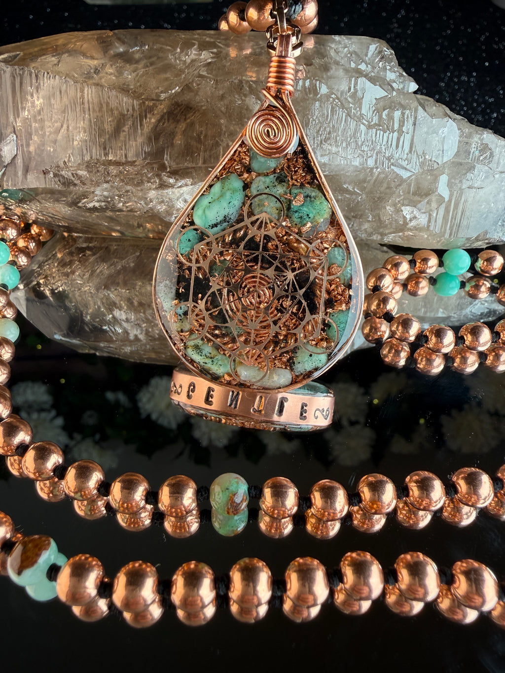 Gentle-Virtue Series~Orgonite Mala w/ Chrysophrase