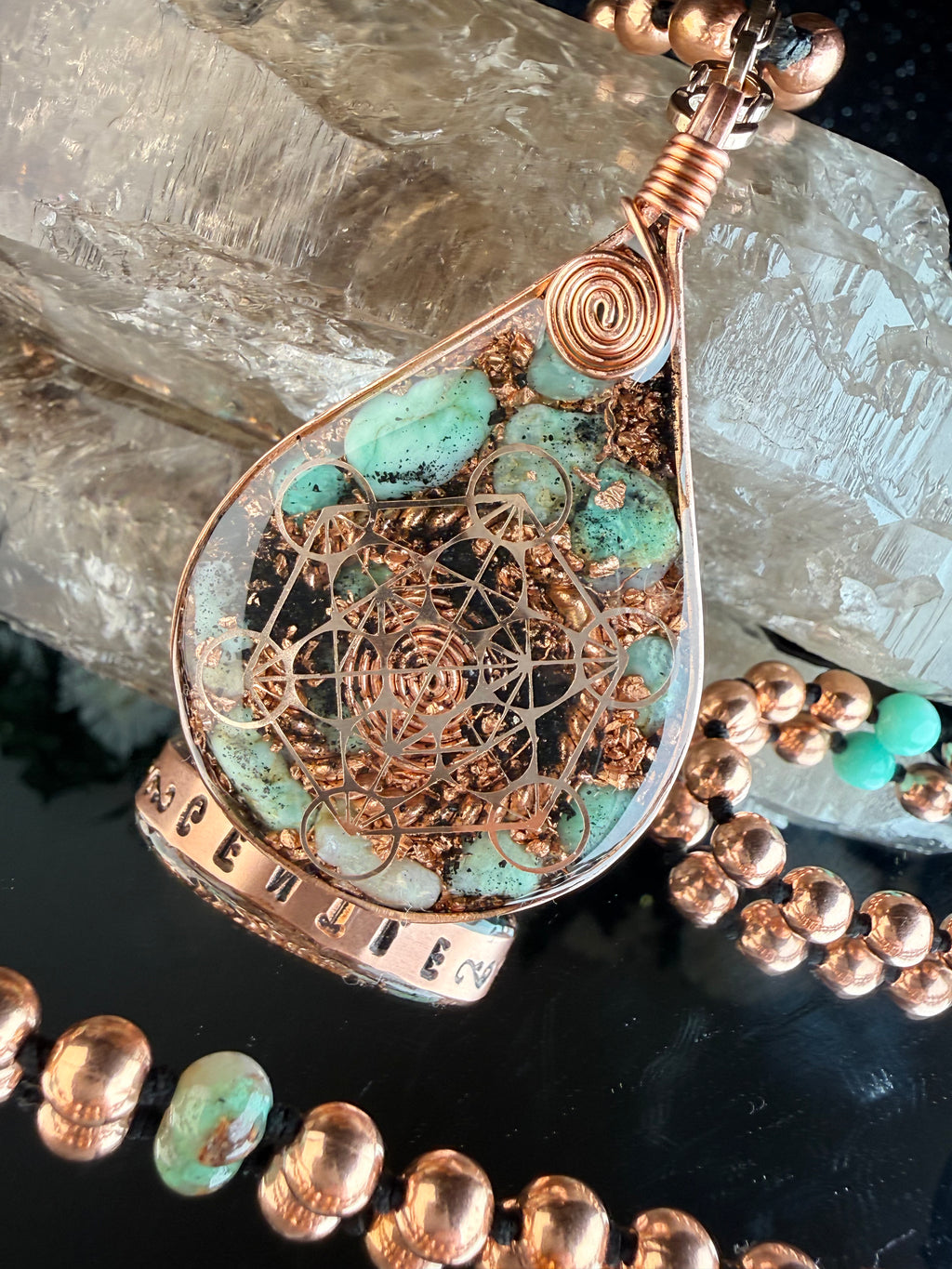 Gentle-Virtue Series~Orgonite Mala w/ Chrysophrase
