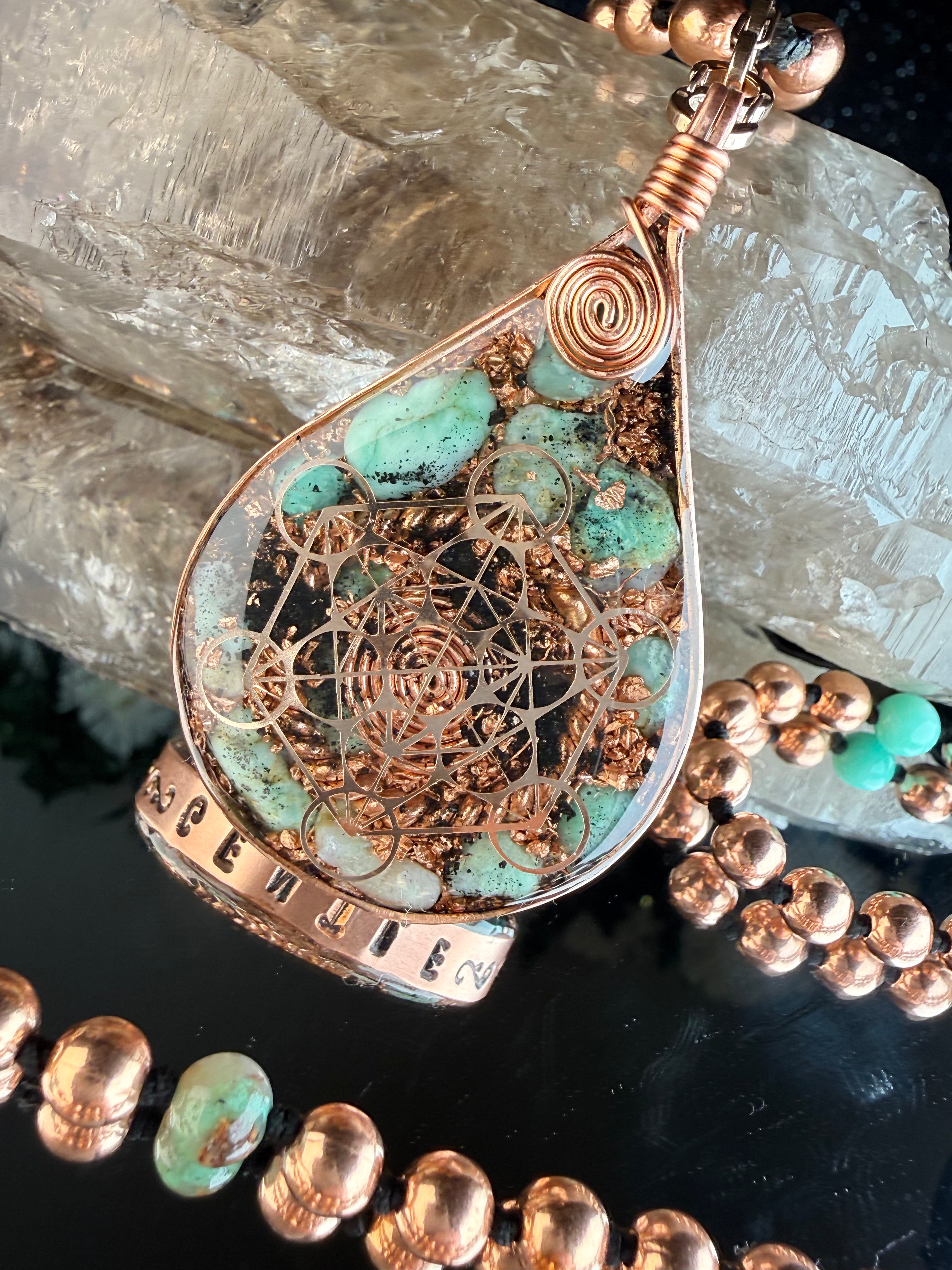 Gentle-Virtue Series~Orgonite Mala w/ Chrysophrase