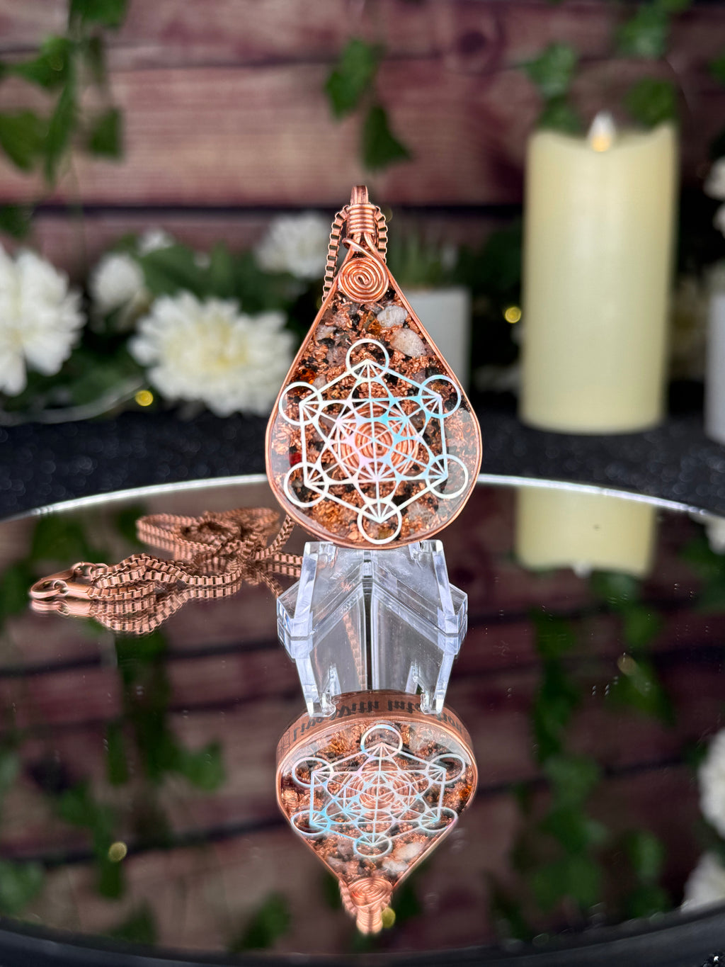 Live with Intention~Orgonite with Citrine, Elite Shungite, Diamond Quartz, Tensor Ring, Clear Quartz, & Copper