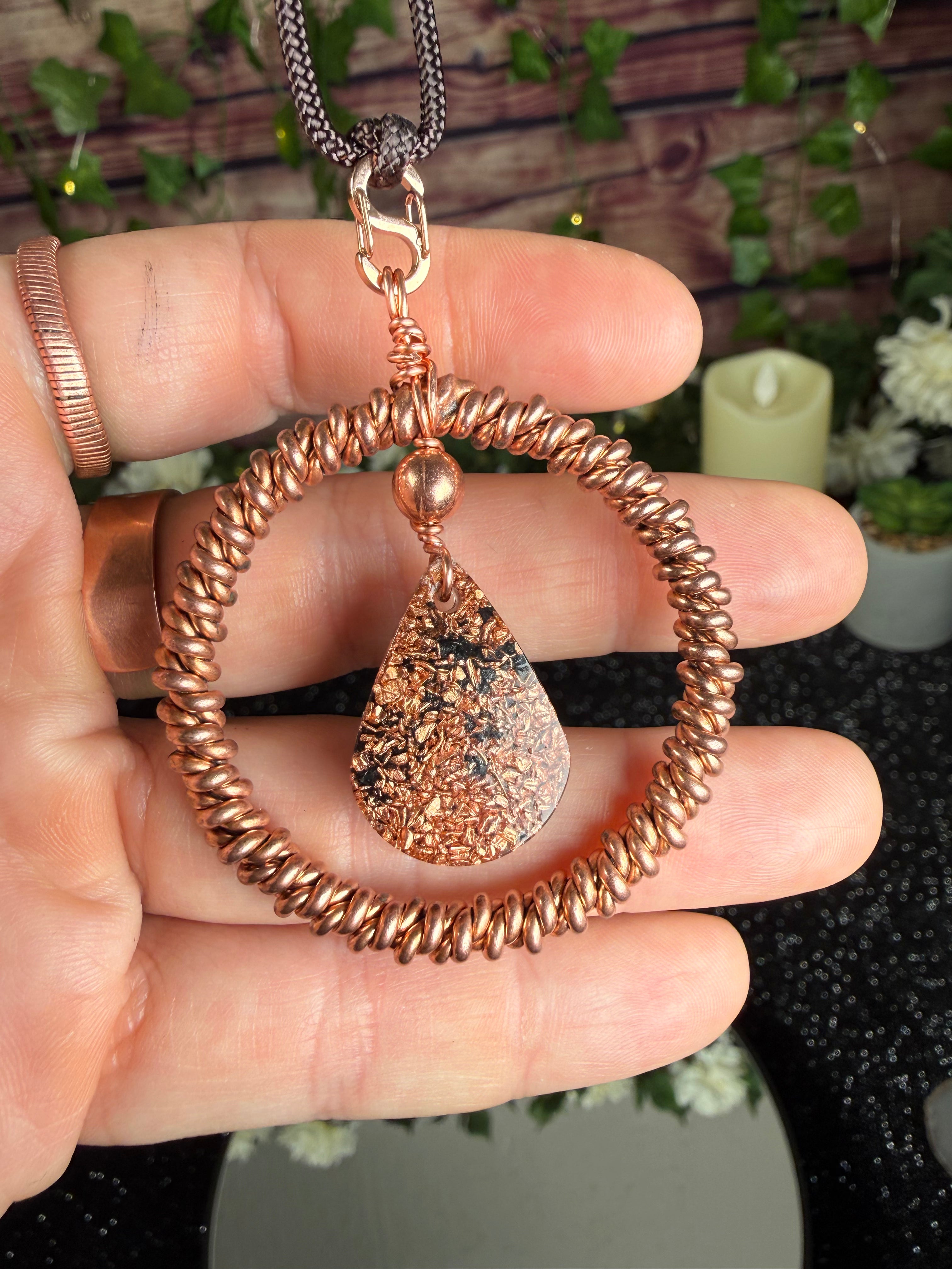 Double Twist Sacred Cubit Tensor Ring & Orgonite Necklace