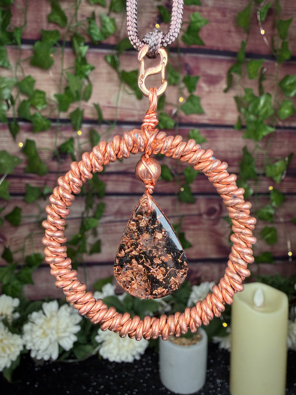 Double Twist Sacred Cubit Tensor Ring & Orgonite Necklace
