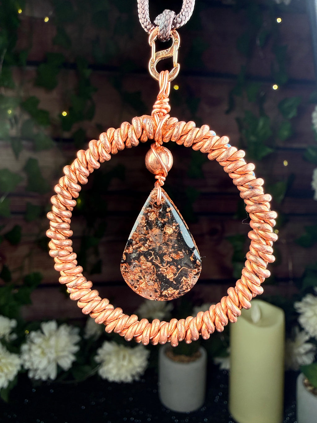 Double Twist Sacred Cubit Tensor Ring & Orgonite Necklace